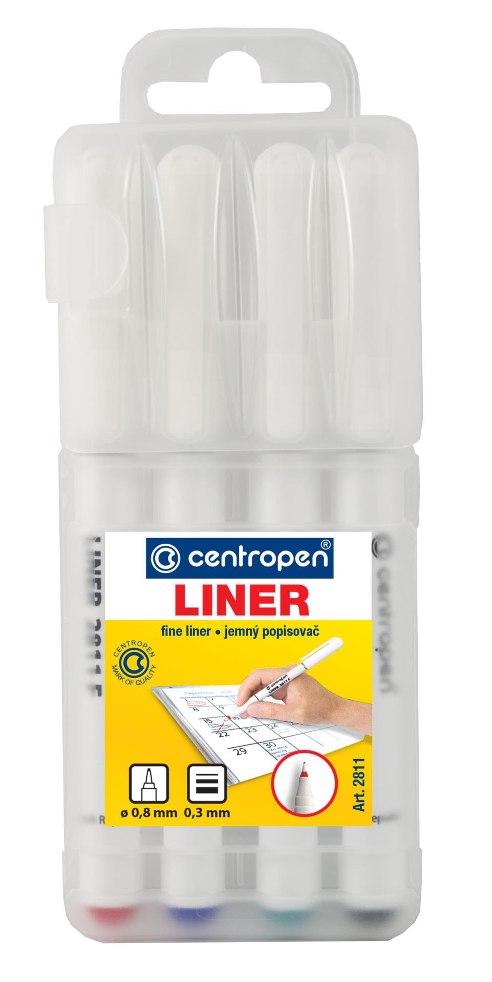 Liner Centropen 2811 - sířka stopy 0,3 mm, 4 ks