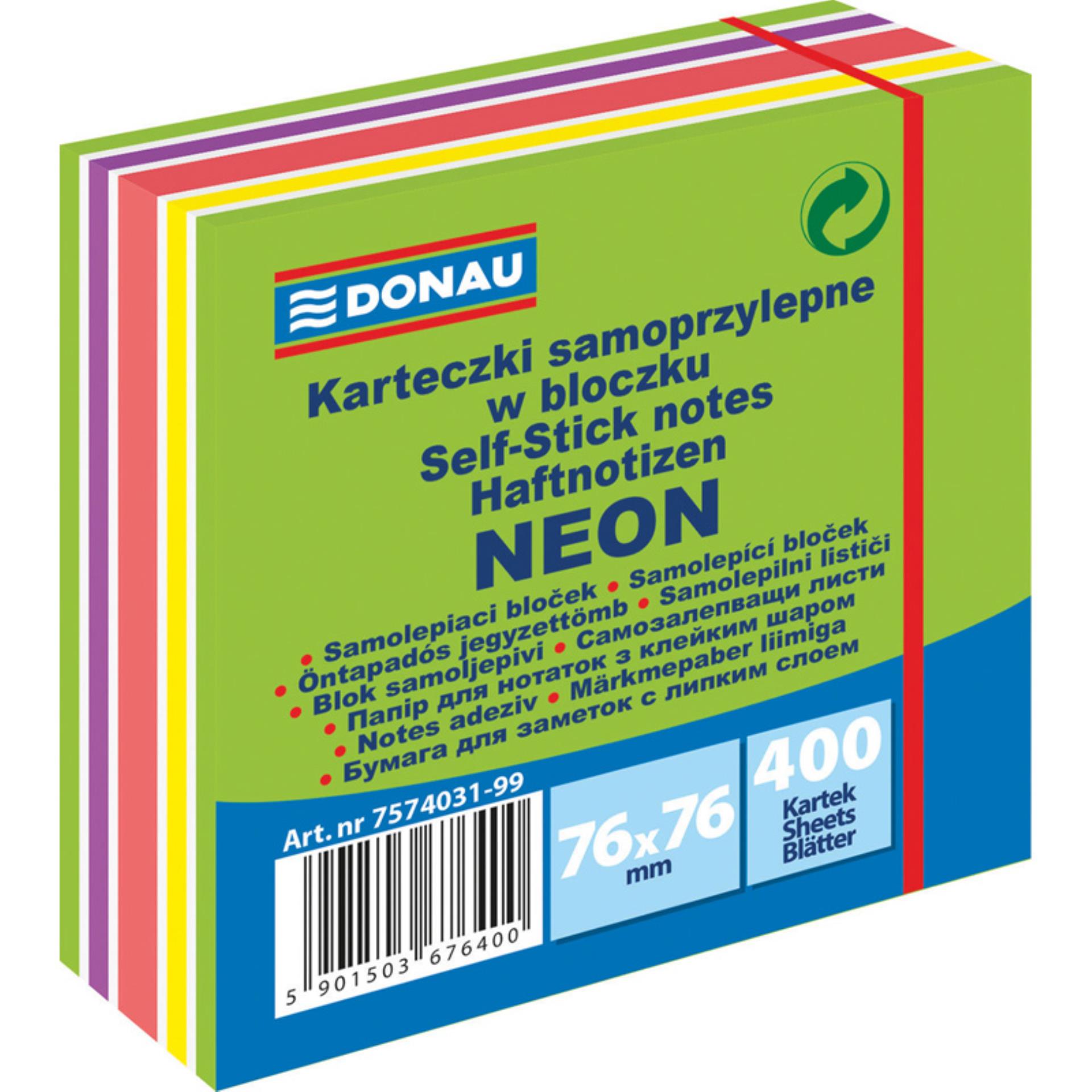 Samolepicí bloček Donau - 76x76 mm, 400 l., mix zelených odstínů