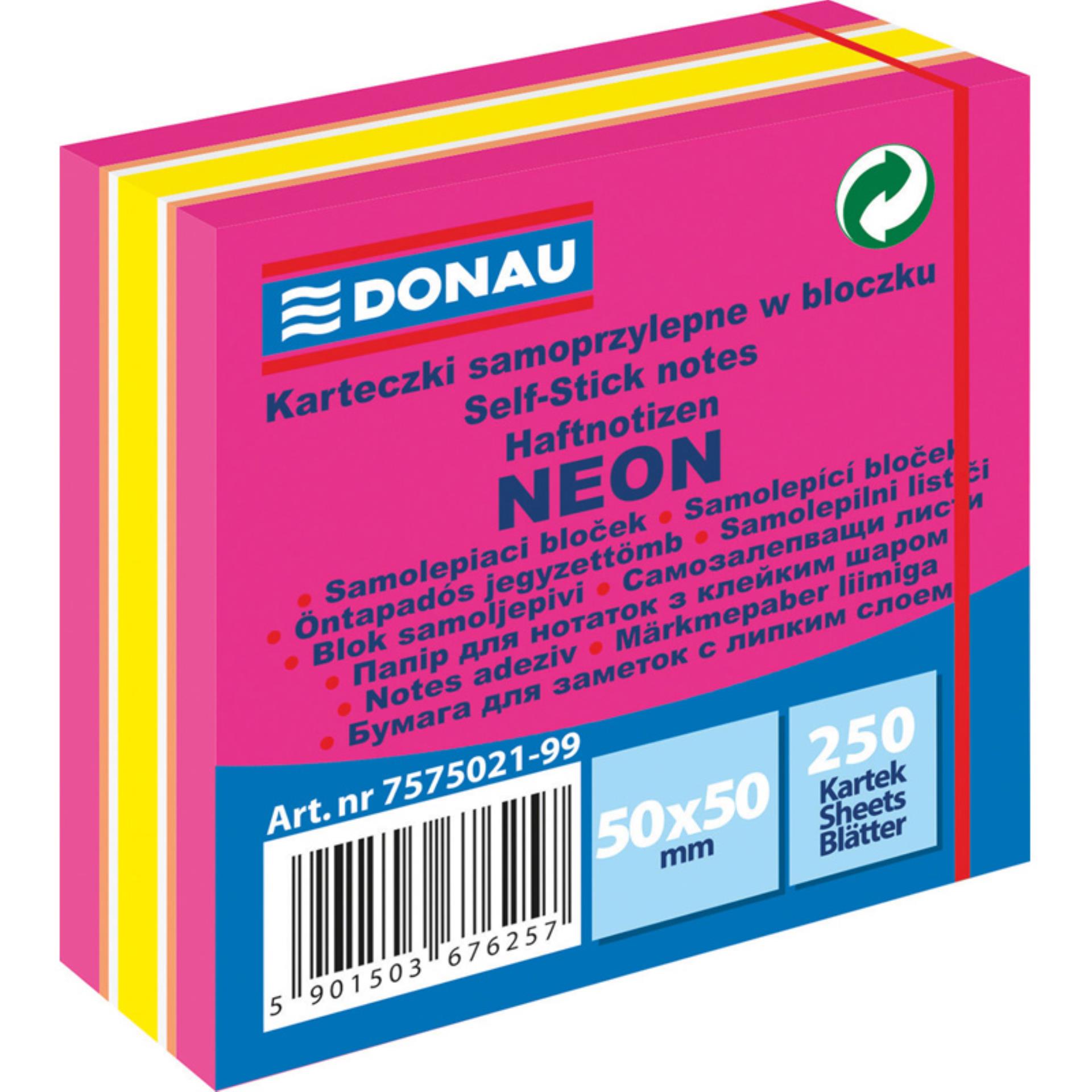 Samolepicí bloček Donau mini - 50x50 mm, 250 l., růžové odstíny