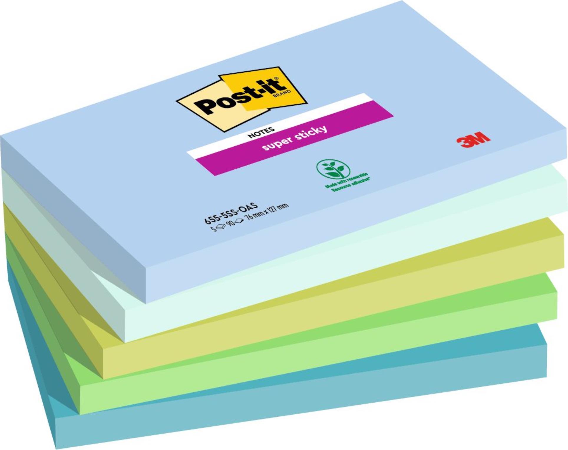 Post-it  Samolepicí bločky Super Sticky OASIS - 76X127 mm, 6 ks