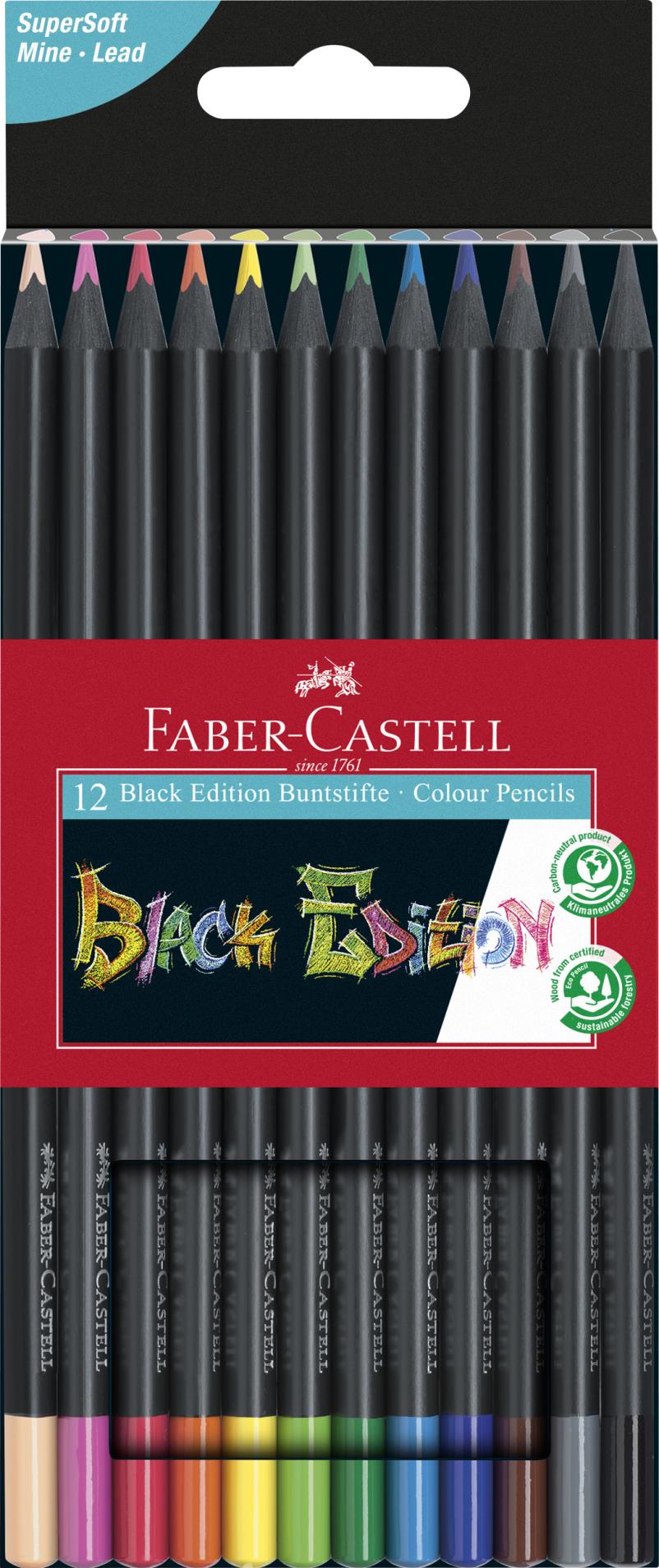 Pastelky Faber-Castell, Black Edition, sada 12 barev v papírové krabičce