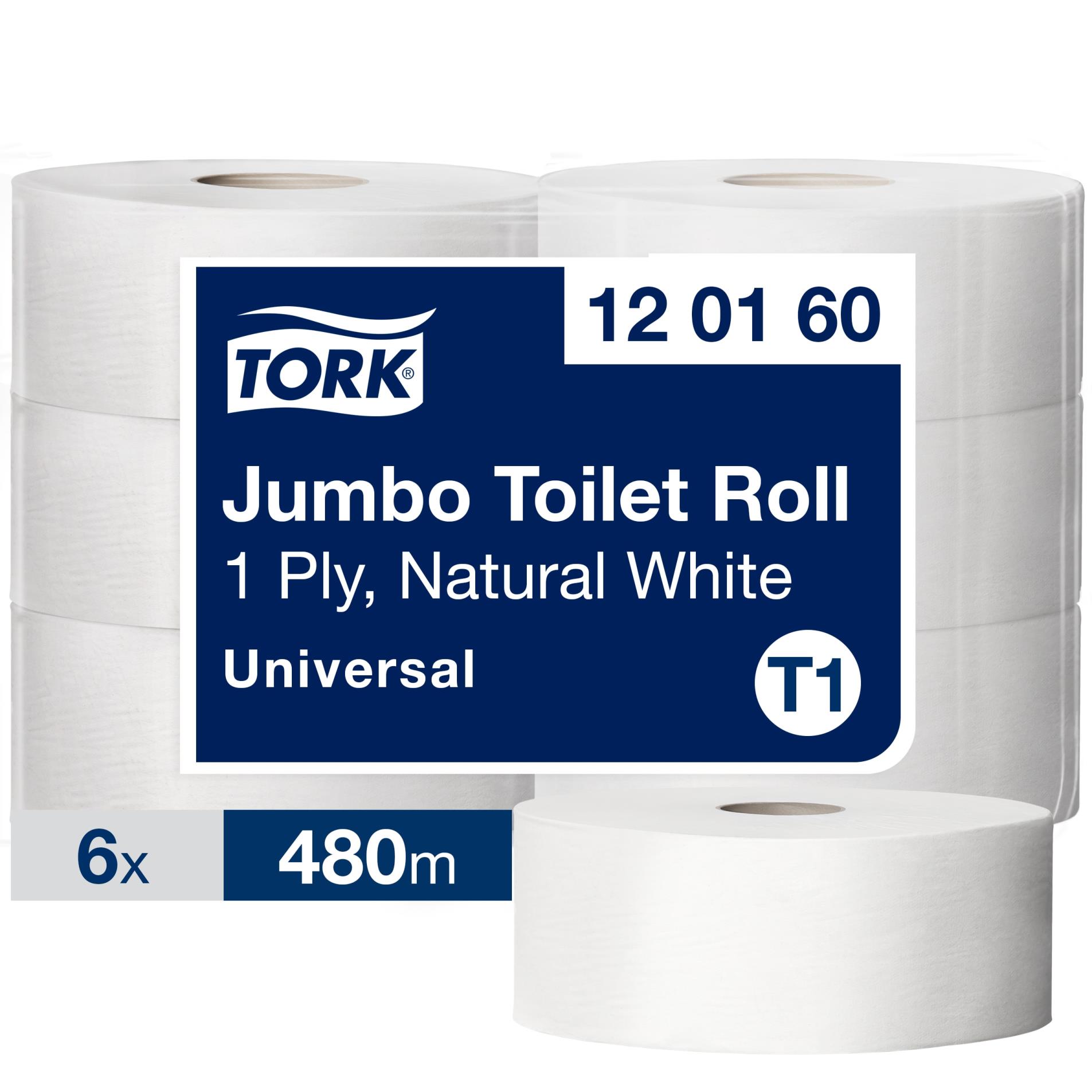 Levně Toaletní papír Tork Jumbo - univerzální, 1 vrstvý, recykl, 26 cm, 6 rolí