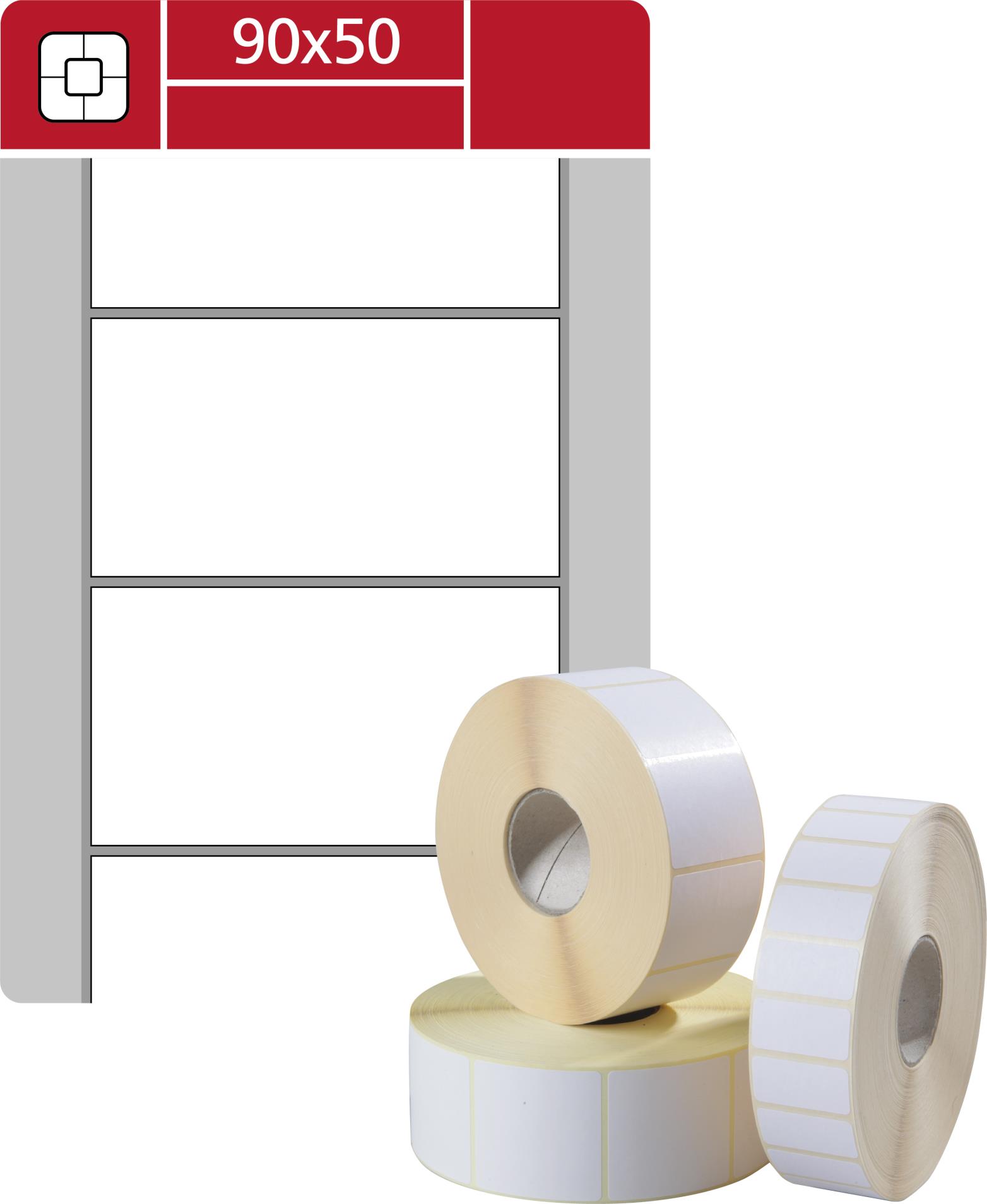 Levně SK Label Etikety na kotoučku 90 x 50 mm - termotransferové, bílé, 1 000 ks