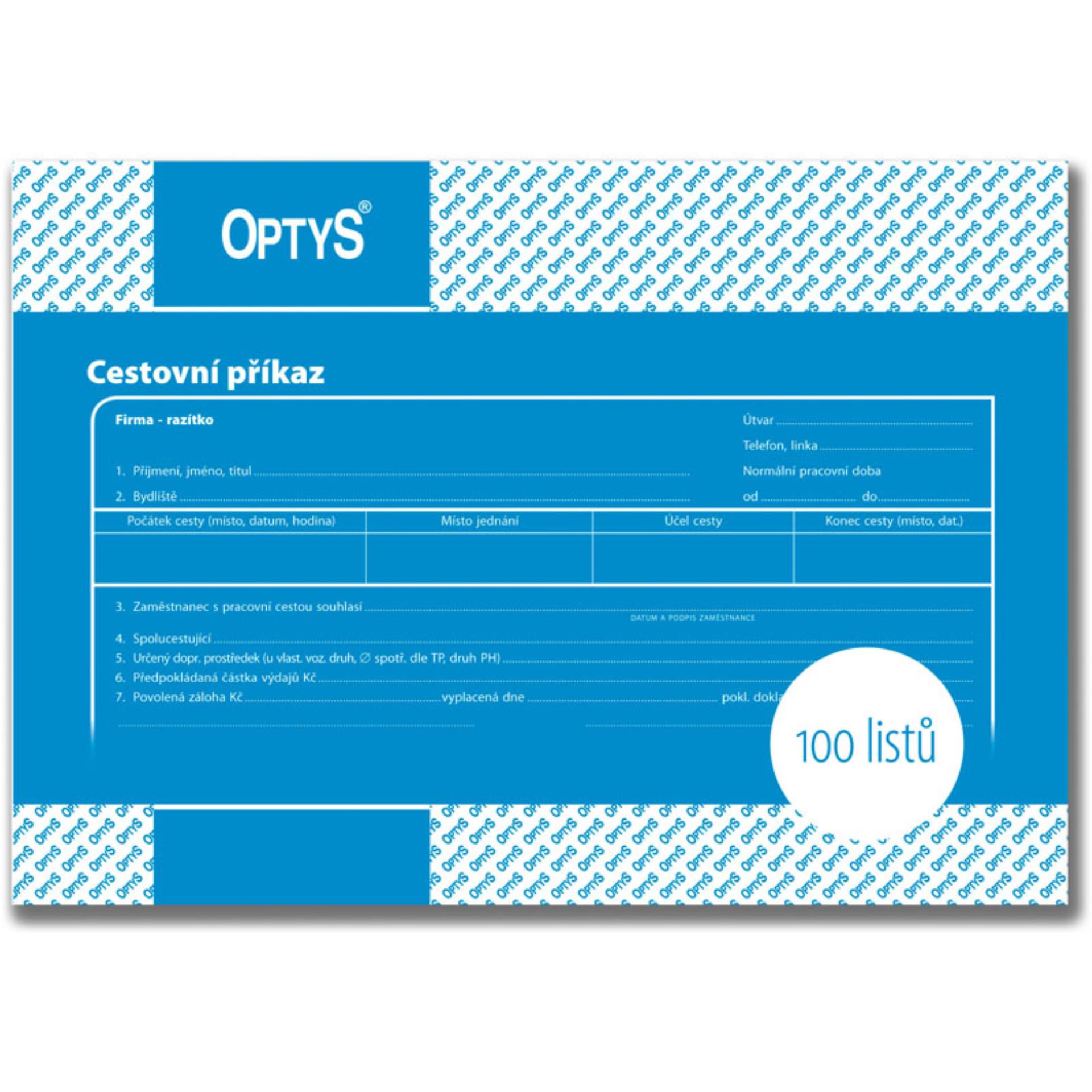 Optys  Příkaz cestovní A5