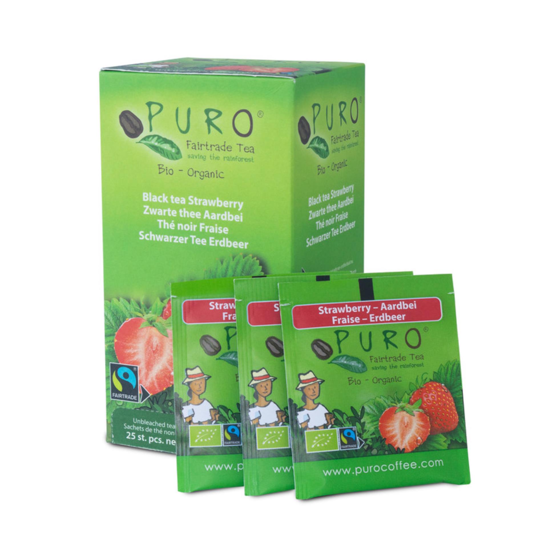 Černý čaj Puro - jahoda, Fairtrade, 25x 2 g