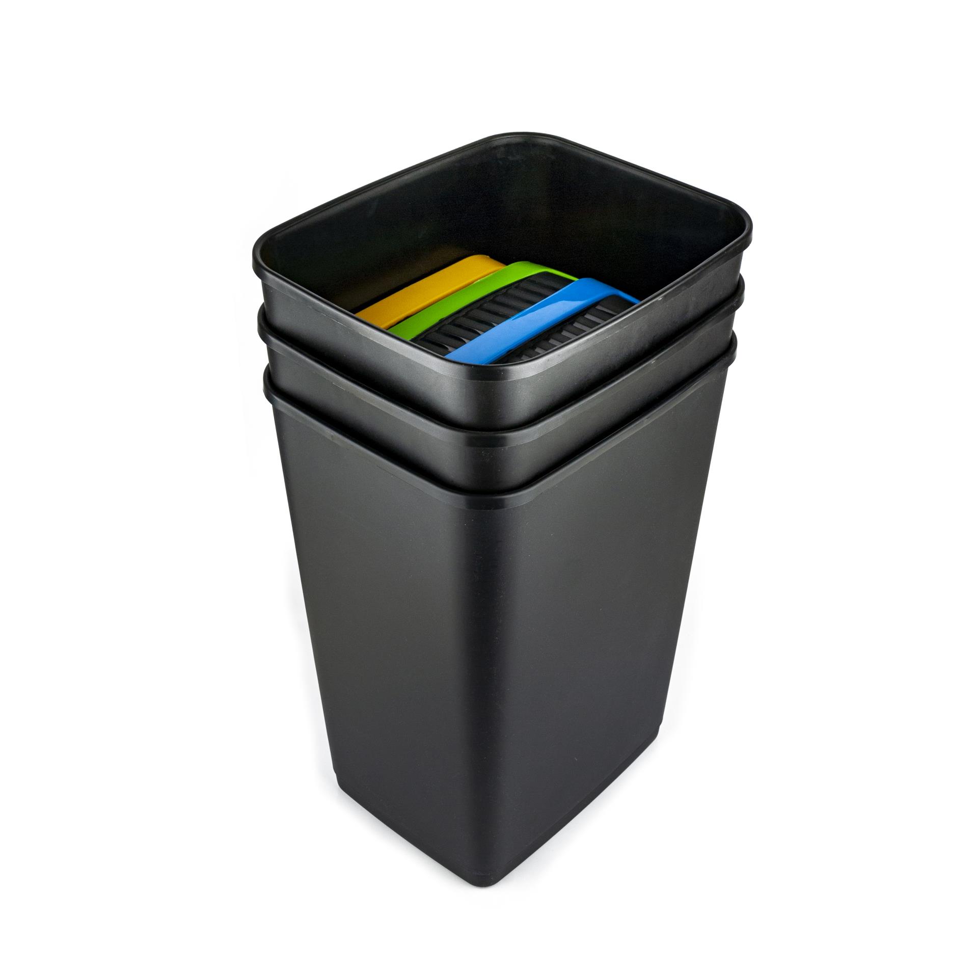 Levně Sada odpadkových košů na tříděný odpad - na papír, plast, sklo, 18 l