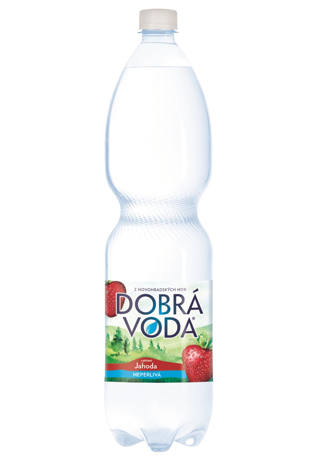 Ochucená minerální voda Dobrá voda - neperlivá, jahoda, 1,5 l, 6 ks