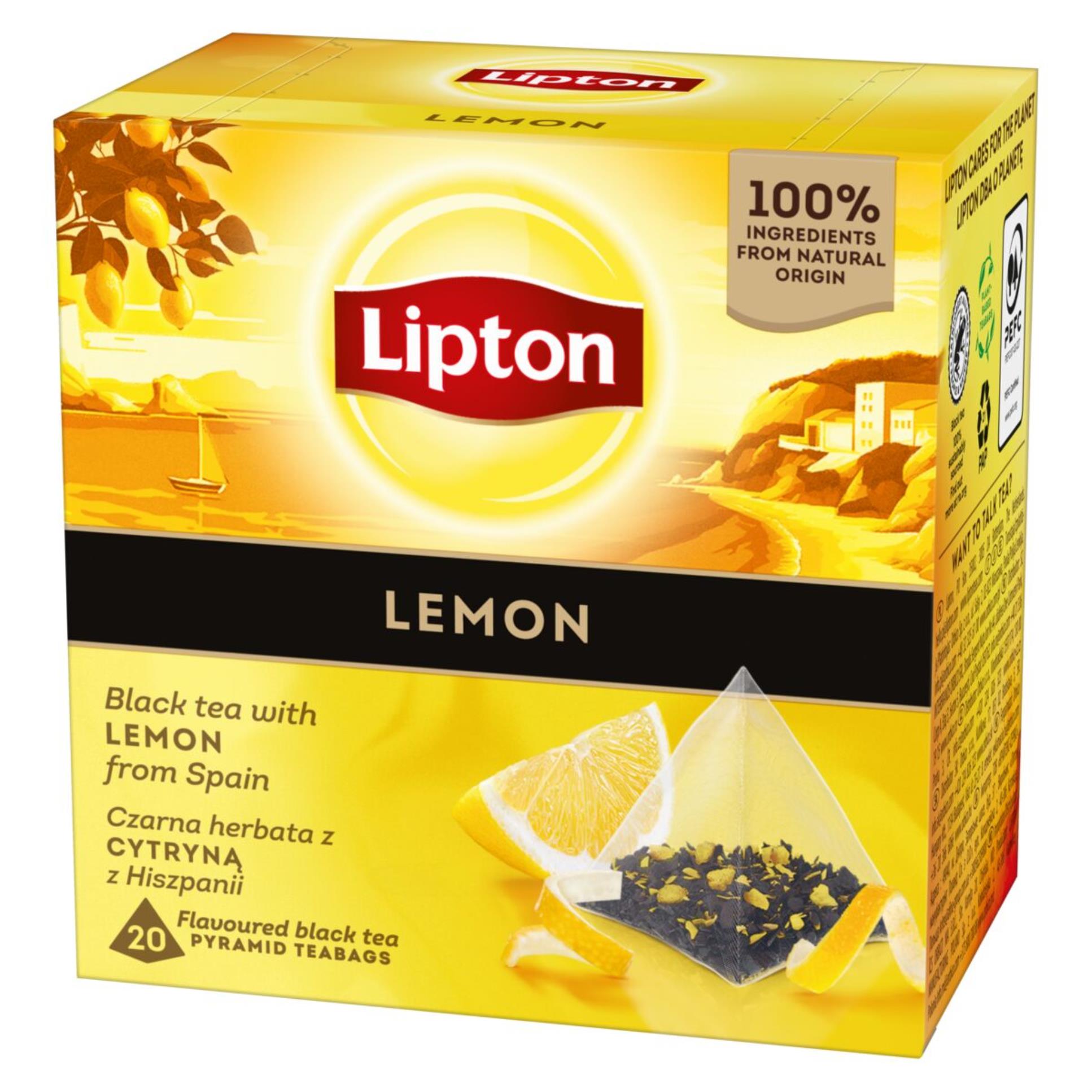 Čaj Lipton Lemon černý, 20 x 1,7 g