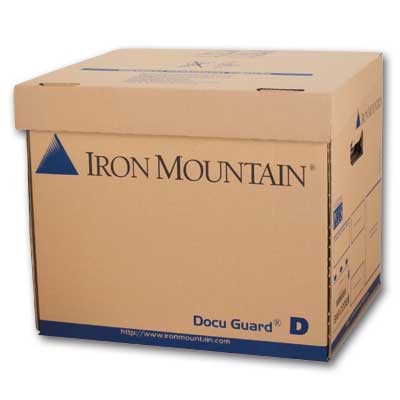 Archivační krabice Iron Mountain - typ D, s víkem, 36 x 31 x 31 cm, hnědá