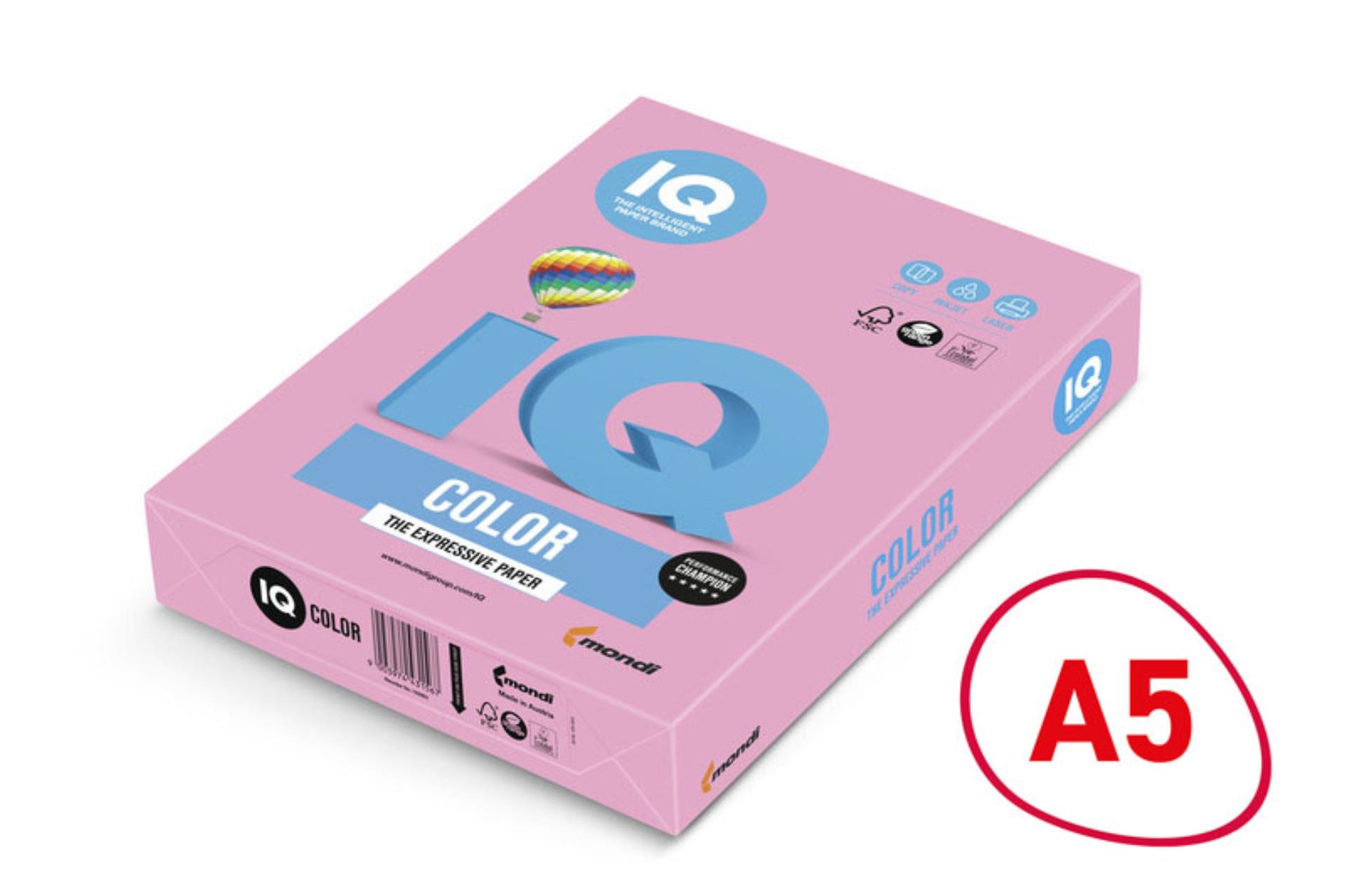 Levně Barevný papír IQ A5 - 80 g/m2, PI25, růžový, 500 listů