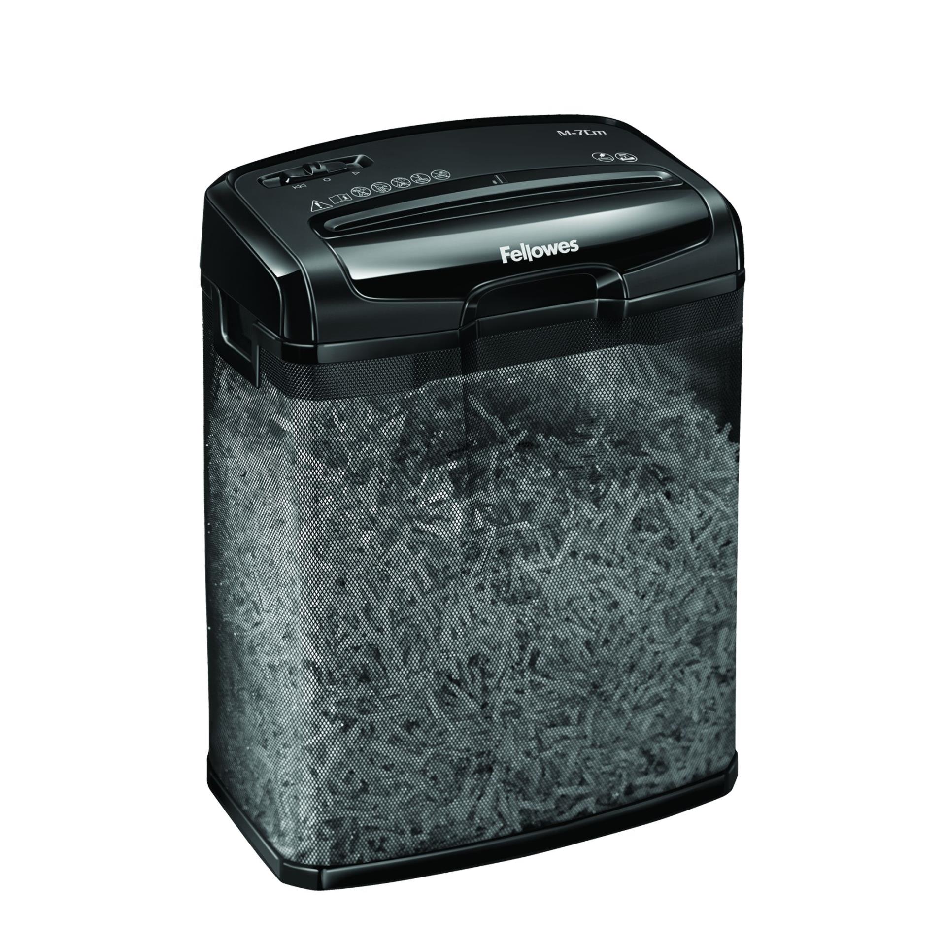 Skartovačka Fellowes M-7CM - P4, 7 listů, řez na částice 4 × 35 mm