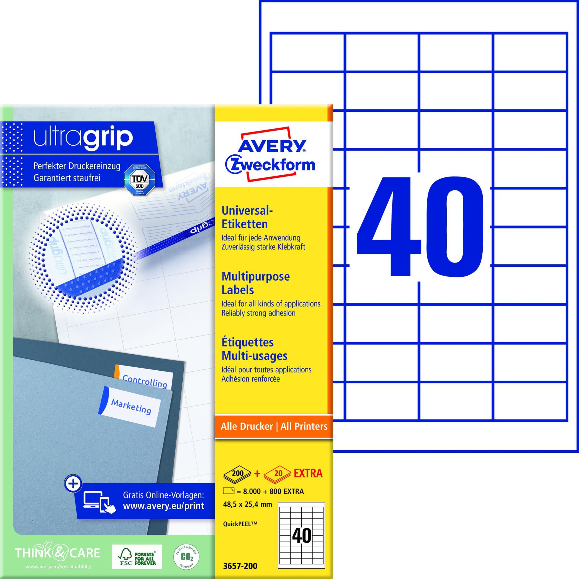 Avery Zweckform Samolepicí etikety Avery - 48,5 x 25,4 mm, 4000 etiket