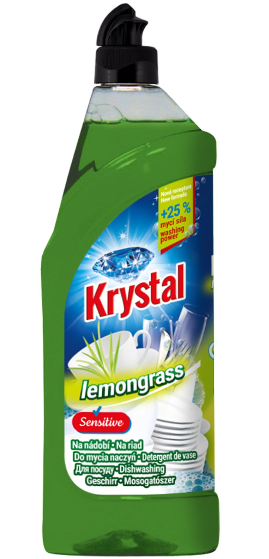 Prostředek na nádobí Krystal - citronová tráva, 750 ml