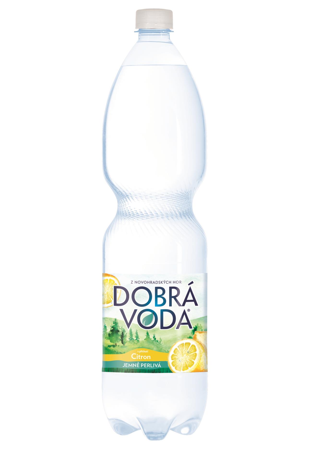 Ochucená minerální voda Dobrá voda - jemně perlivá, citron, 6 x 1,5 l