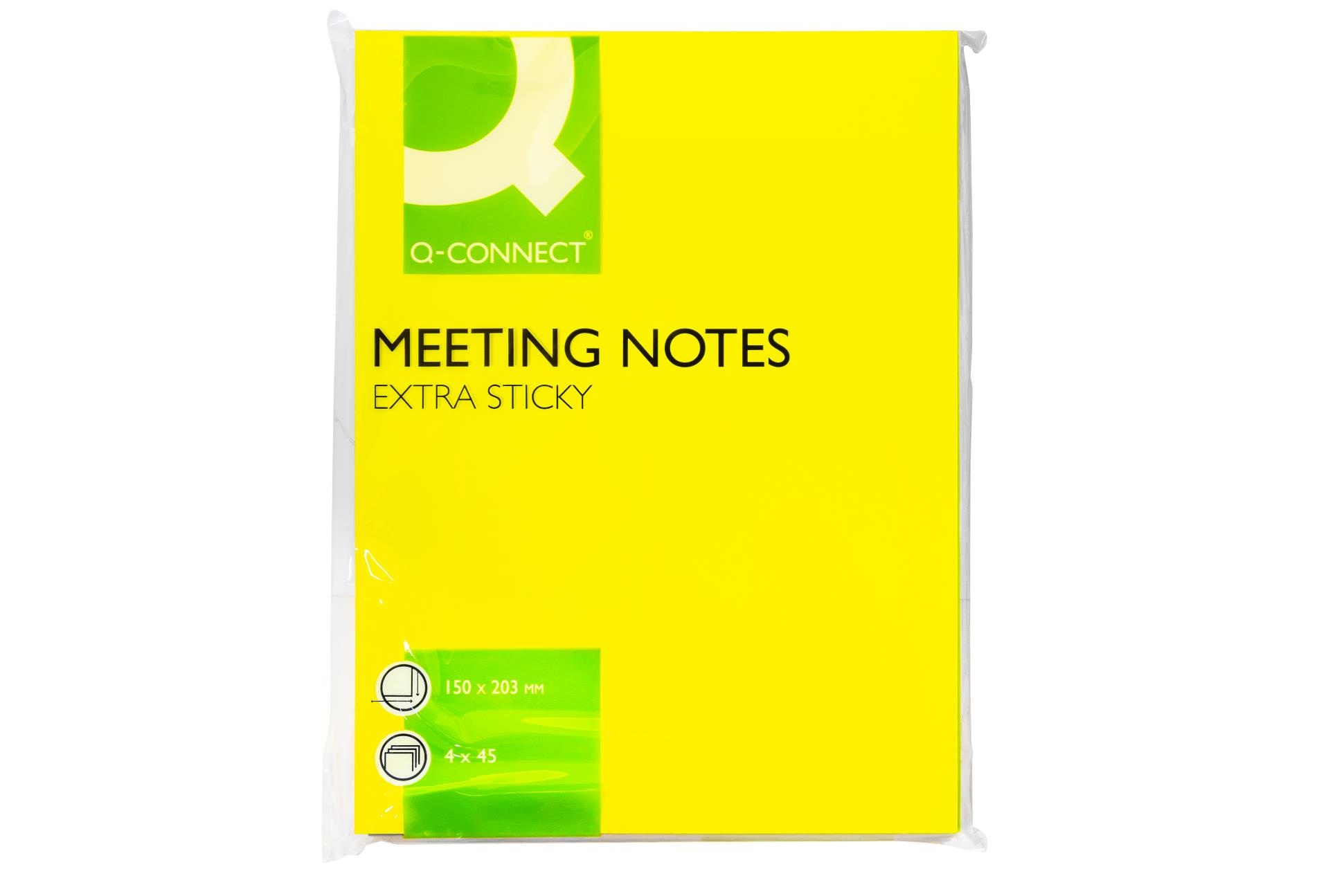 Bločky Q-connect Meeting Notes silně lepicí - 150 x 203 mm, mix 4 barev