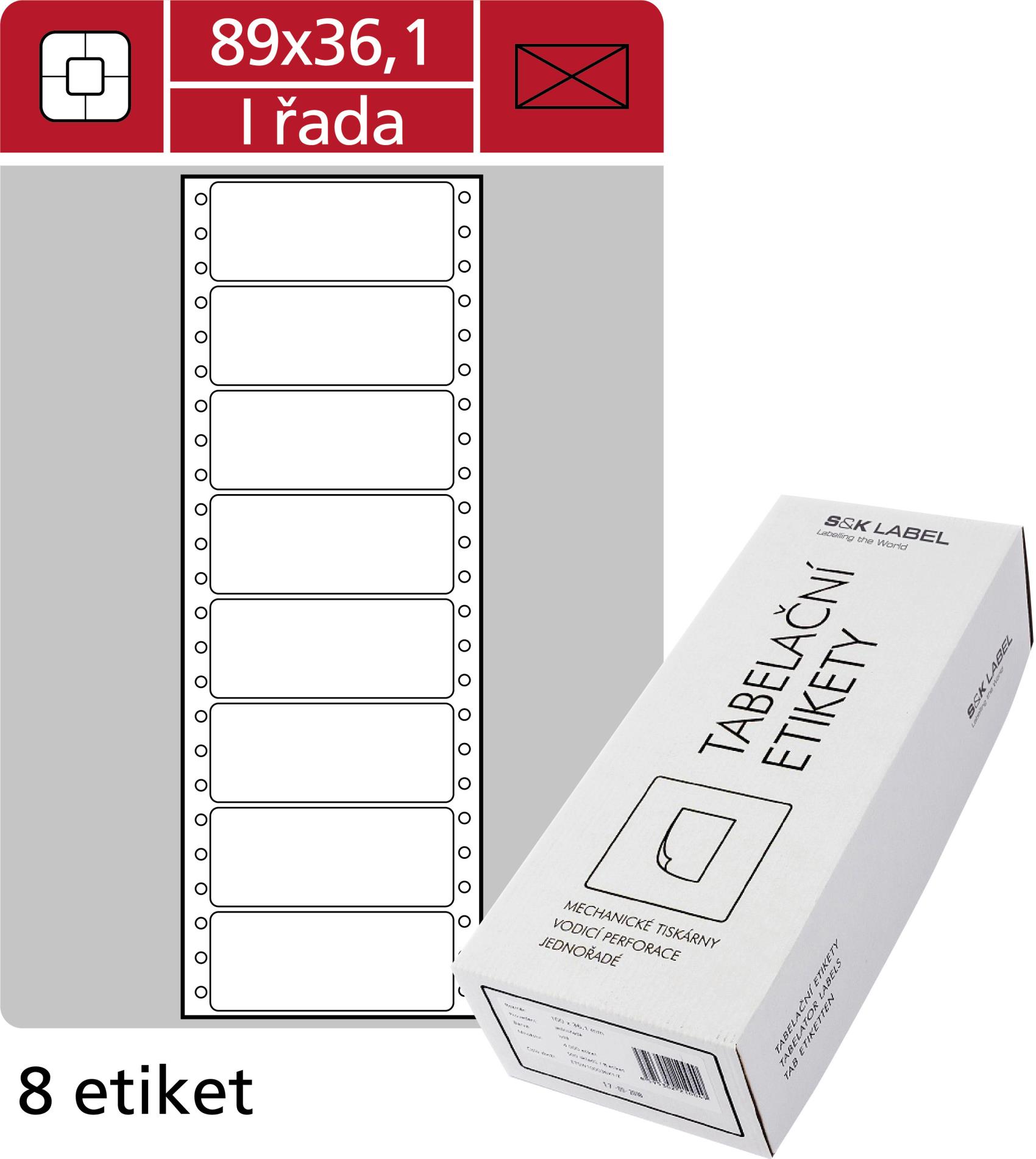 Levně Samolepicí tabelační etikety SK Label - jednořadé, 89,0 x 36,1mm, 4 000 ks