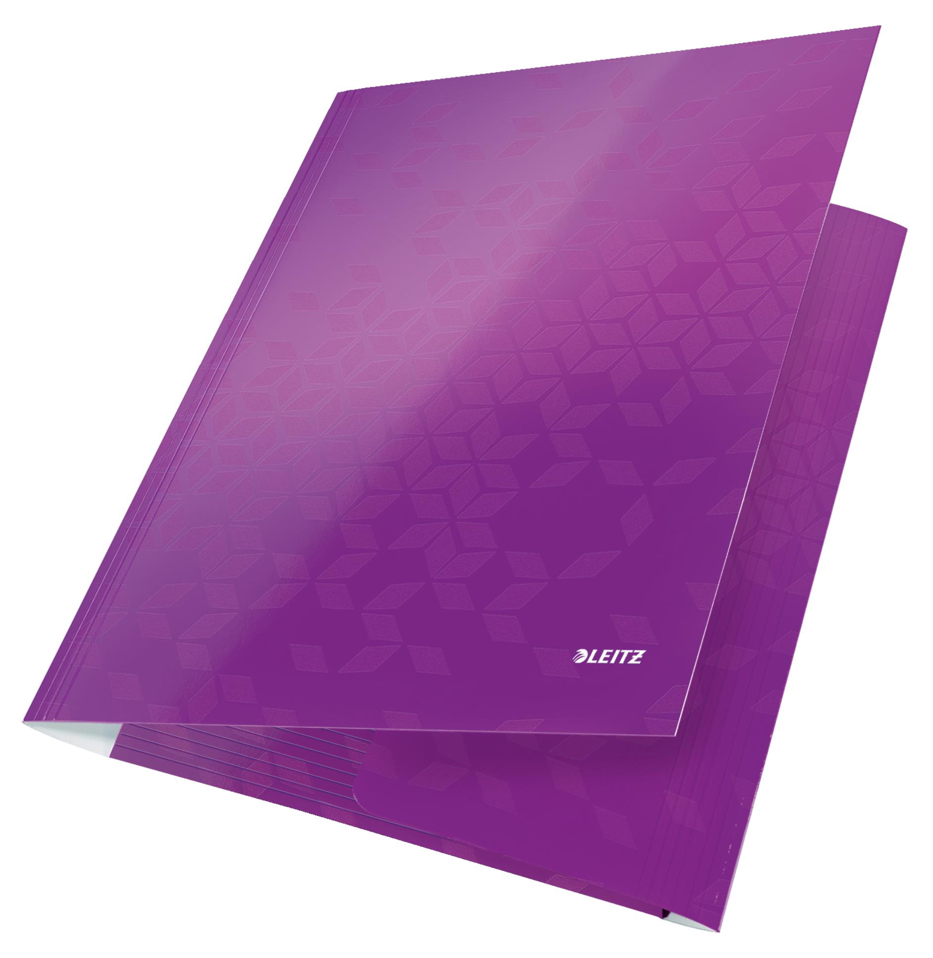 Desky na dokumenty s chlopněmi a gumičkou LEITZ WOW - A4, purpurové