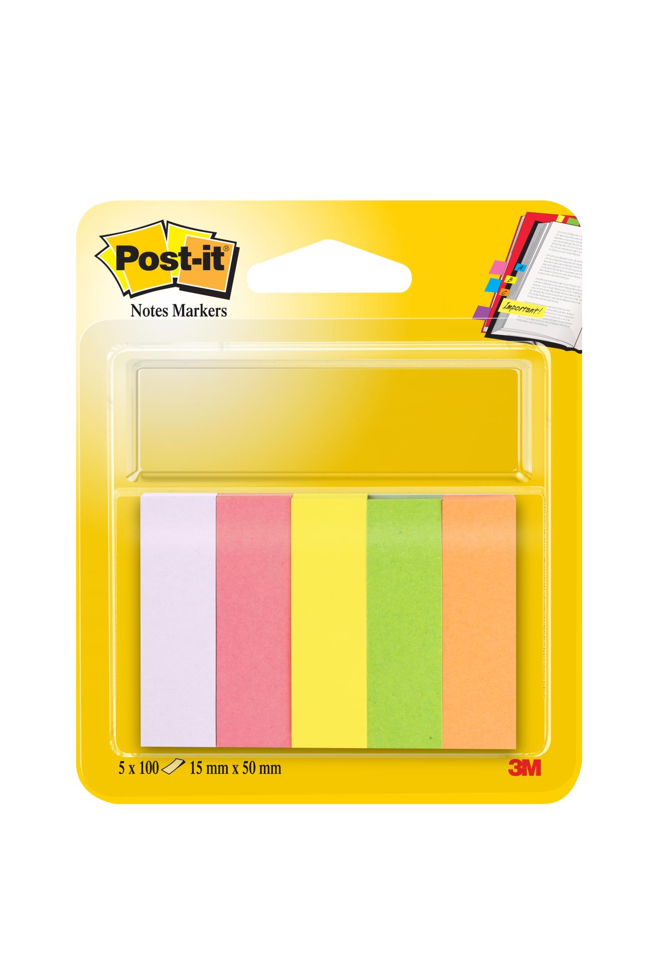 Post-it  Značkovací bločky Post-it, 15 x 50 mm, 5 barev