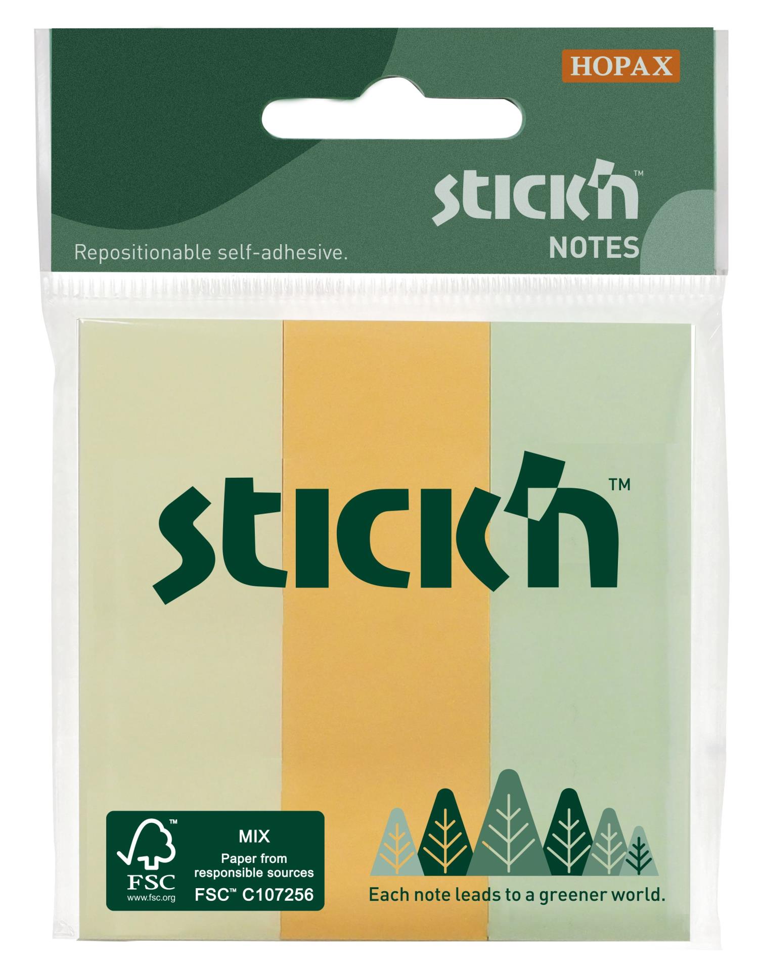 Levně Hopax Stick'n Notes FSC Pastel 76 x 25 mm, 3 x 50 listů