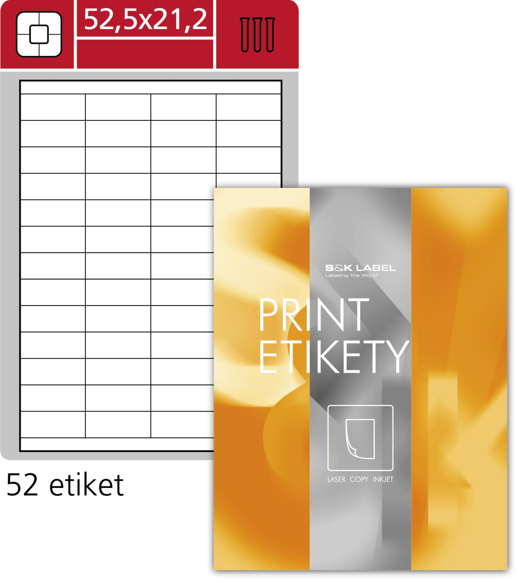 Samolepicí etikety SK Label - 52,5 x 21,2 mm, 5 200 etiket 9527 bílé