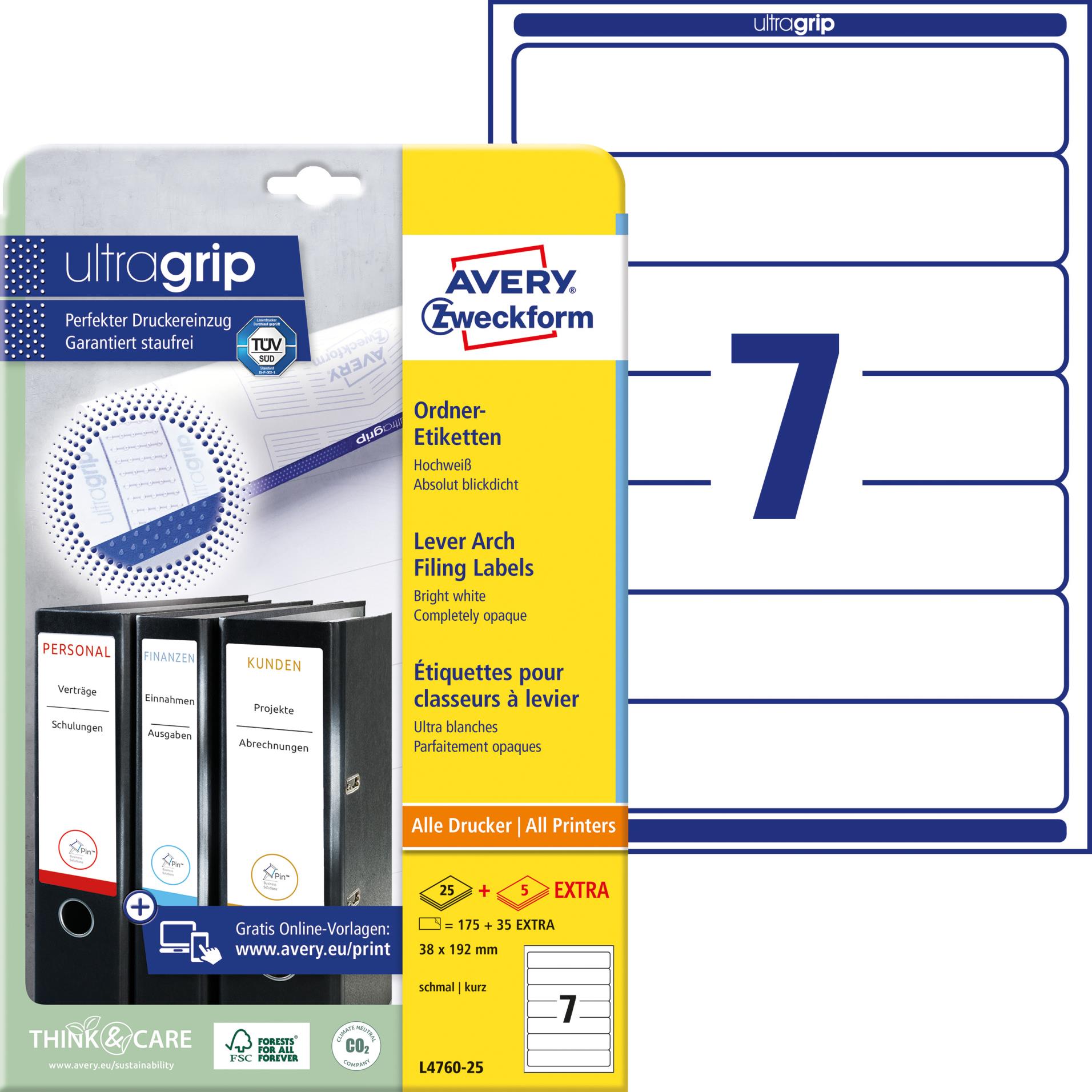 Avery Zweckform Samolepicí etikety na pořadače Avery - 192 x 38 mm, bílé
