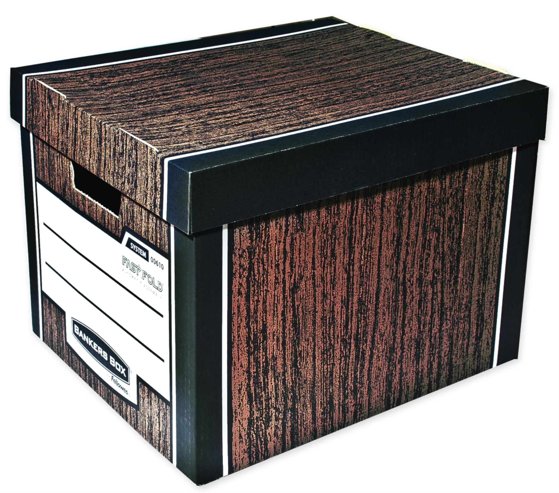 Archivační krabice Fellowes Woodgrain s víkem - 34,0 x 29,5 x 40,5 cm, 2 ks