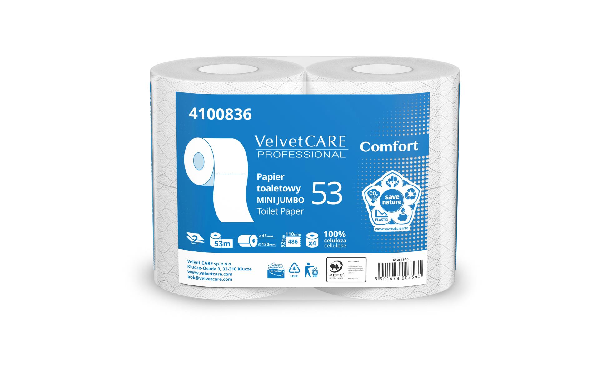 Velvet CARE Toaletní papír Velvet Professional - 2 vrstvý, 53 m, 4 role