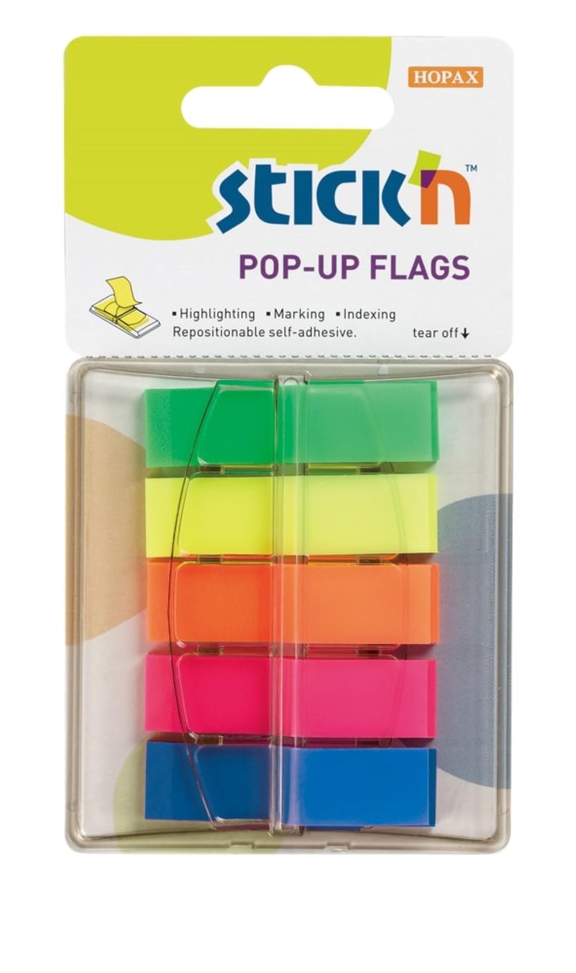 Levně Záložky Stick’n by Hopax - 12 × 45 mm, mix 5 barev