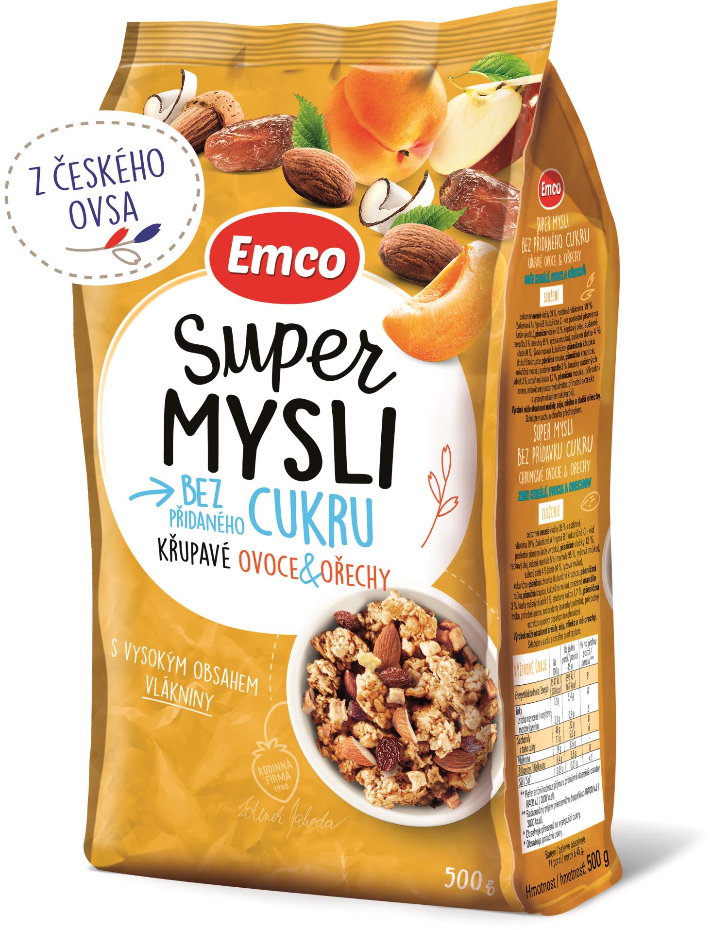 Křupavé mysli Emco - ovoce a ořechy, 500 g