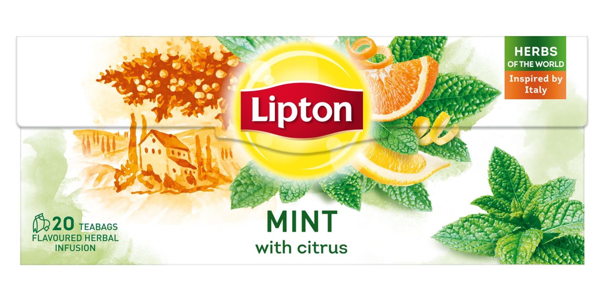 Bylinný čaj Lipton - máta a citrusové ovoce, 20x 1,3 g
