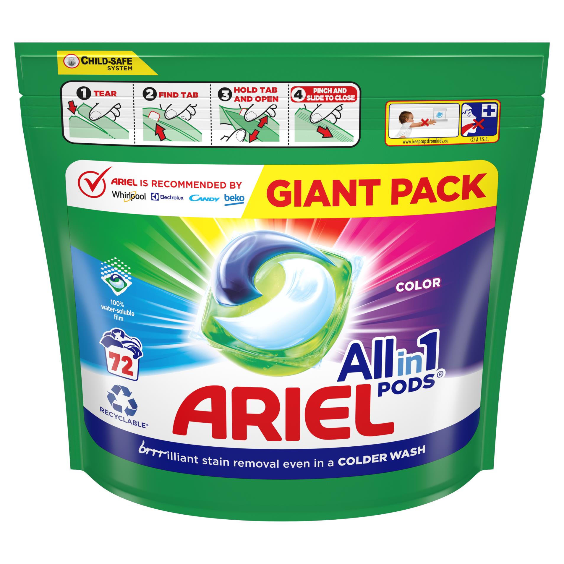 Kapsle na praní Ariel - color, 72 dávek