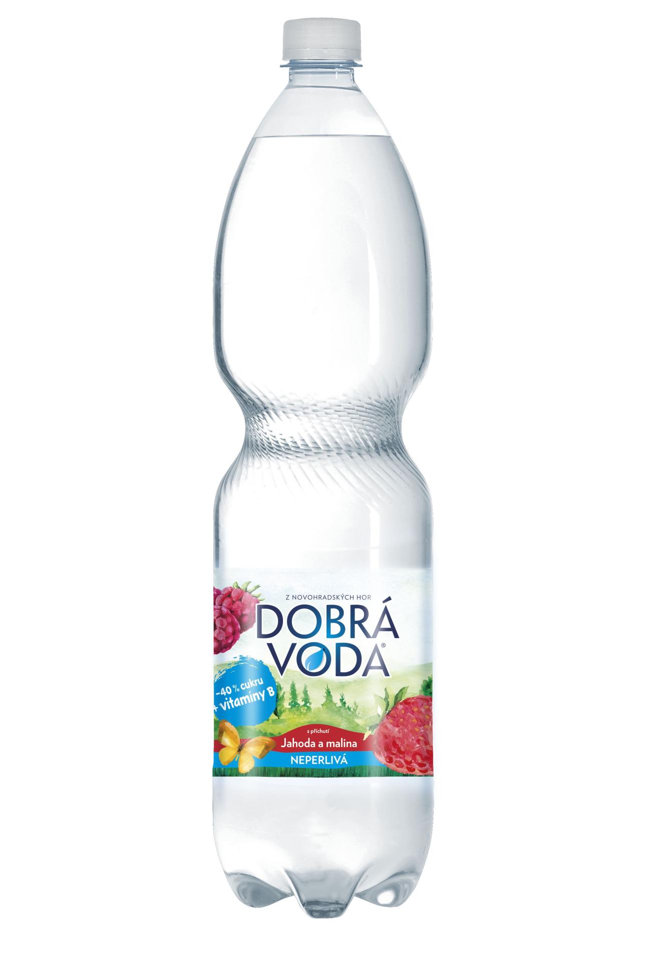 Levně Minerální voda Dobrá voda - jahoda a malina, neperlivá, 6x 1,5 l