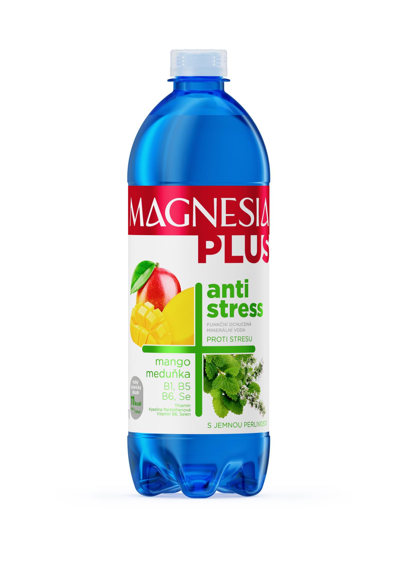 Magnesia Plus Minerální voda Magnesia Antistress -  mango, meduňka, jemně perlivá, 6x 0,7 l
