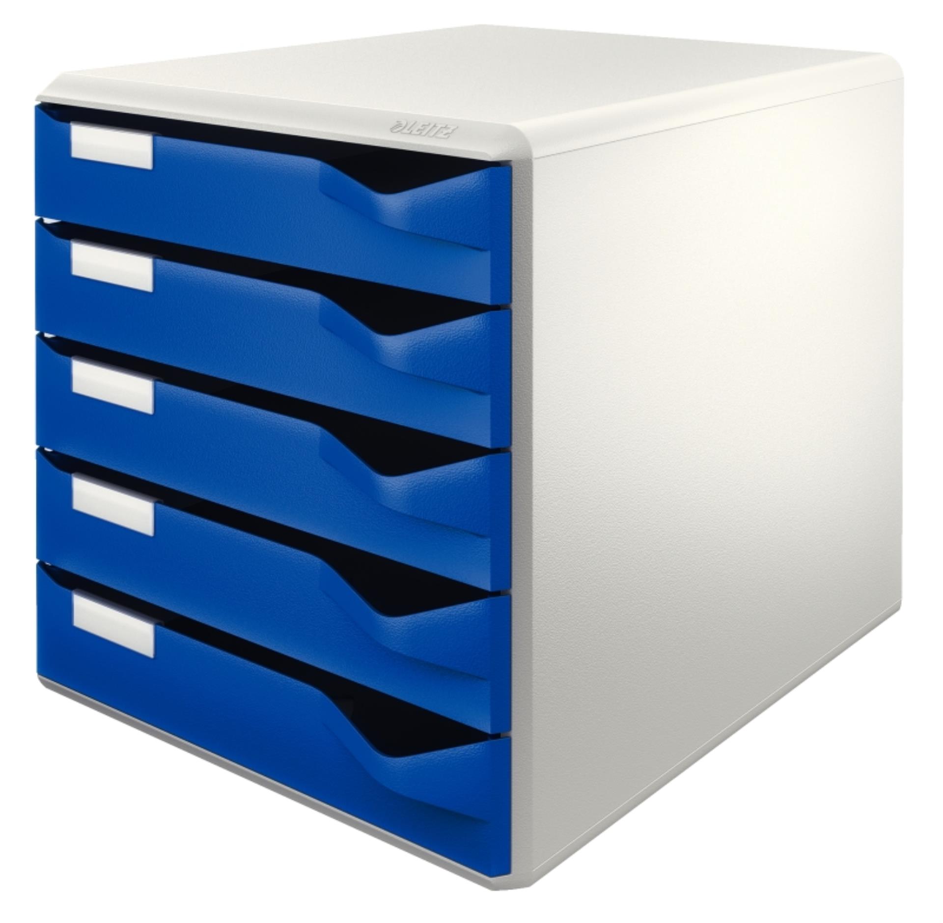 Box zásuvkový Leitz, 5 zásuvek, modrá/šedá