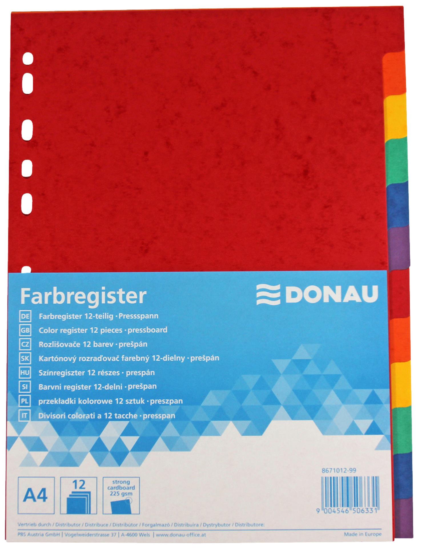 Prešpánové rozlišovače Donau - A4, barevné, 12 listů 219997