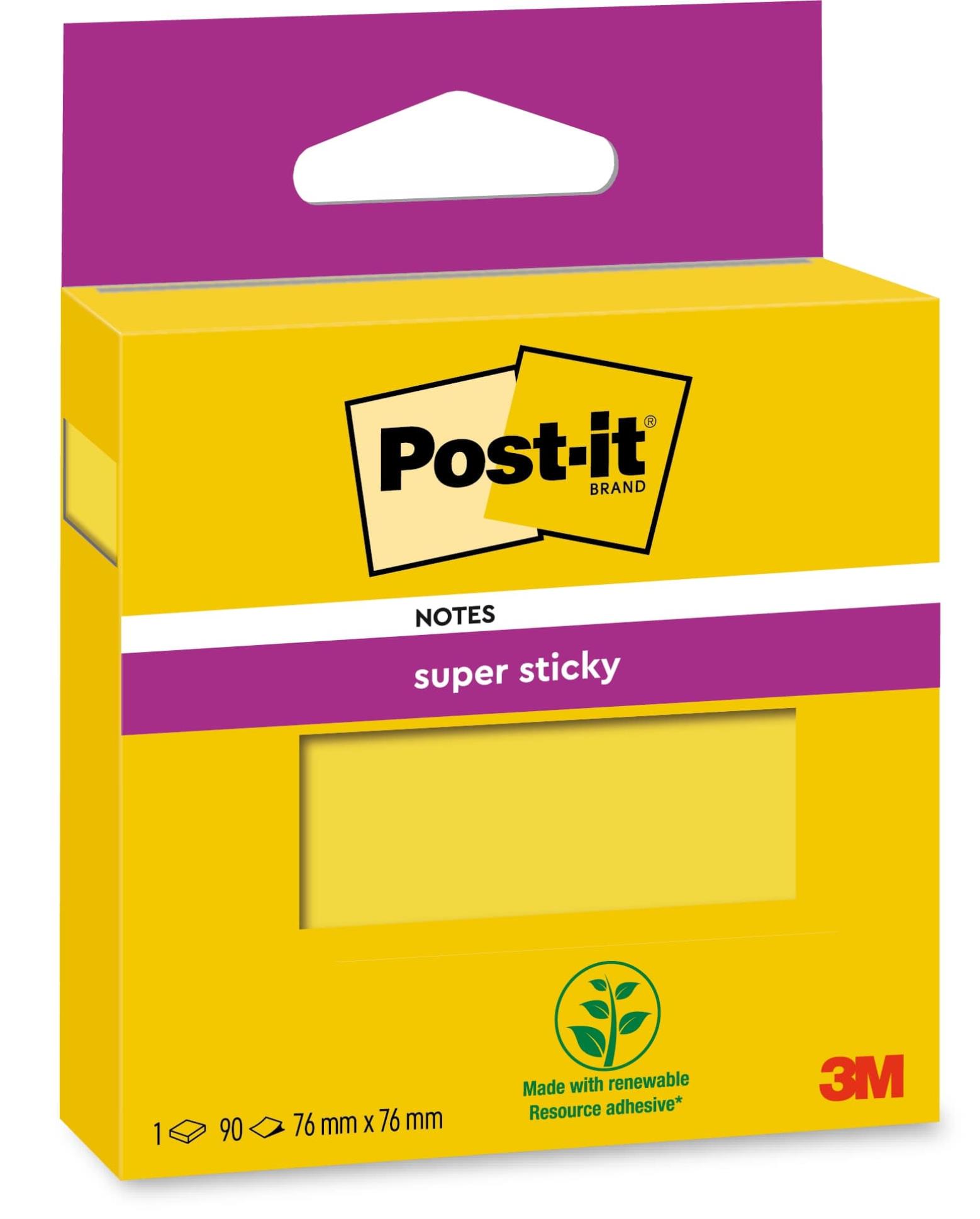 Samolepicí bloček Post-it Super Sticky - 76 x 76 mm, sytě žlutý, 1 ks