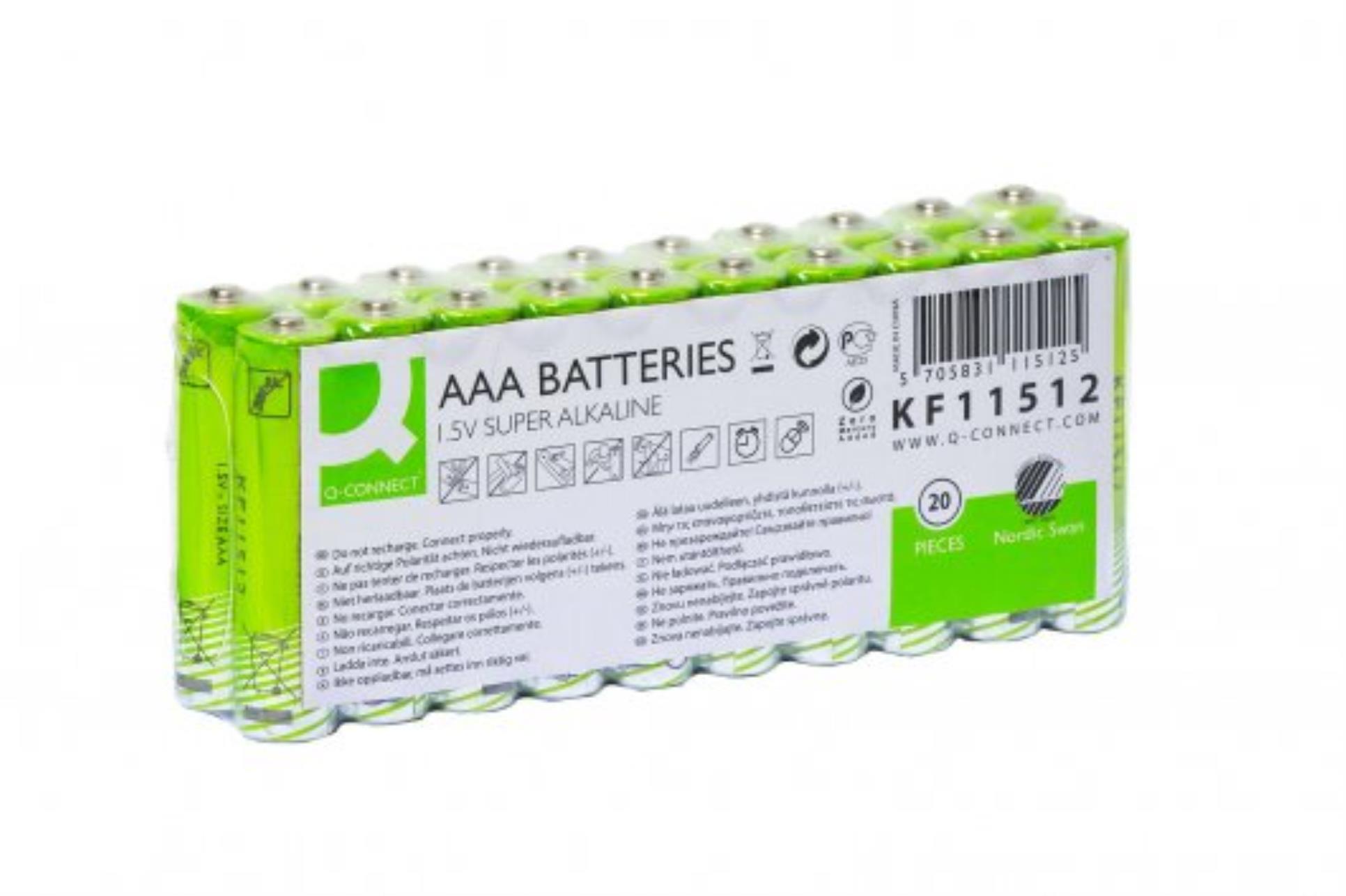 Alkalické baterie Q-Connect - 1,5V, LR6, typ AA, eko, 20 ks