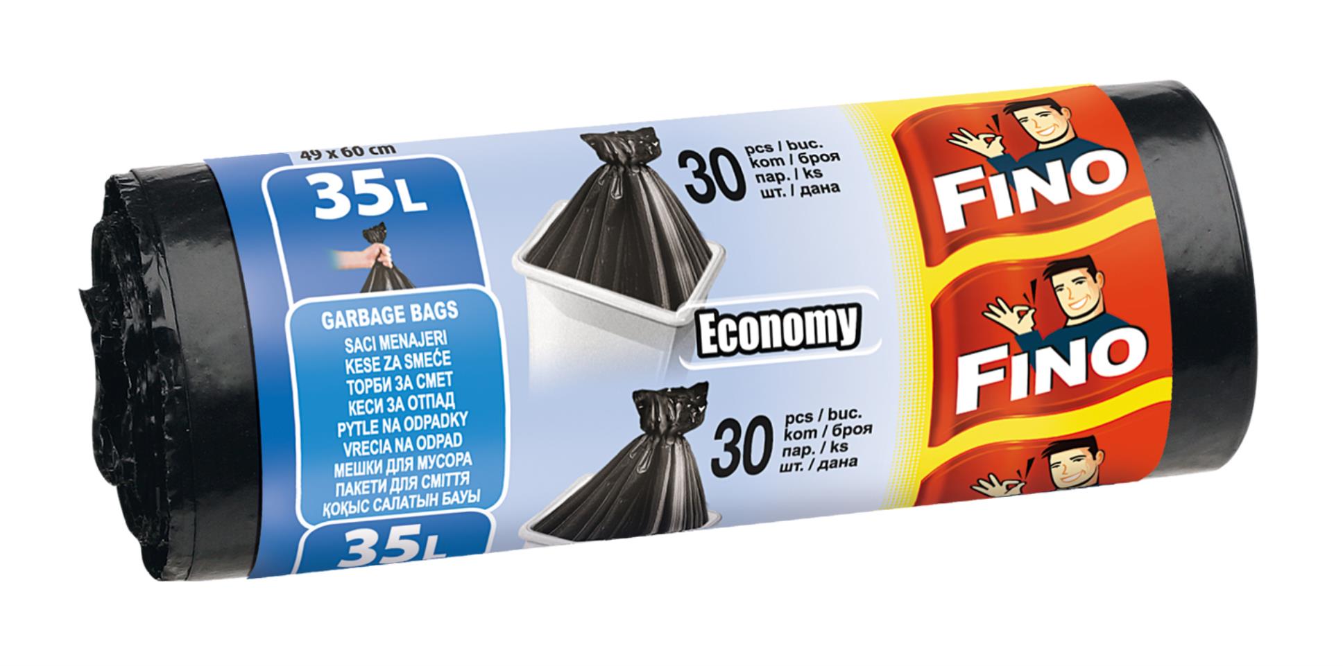 Levně Pytle na odpadky Fino Economy - černé, 35l, 8 µm, 30 ks