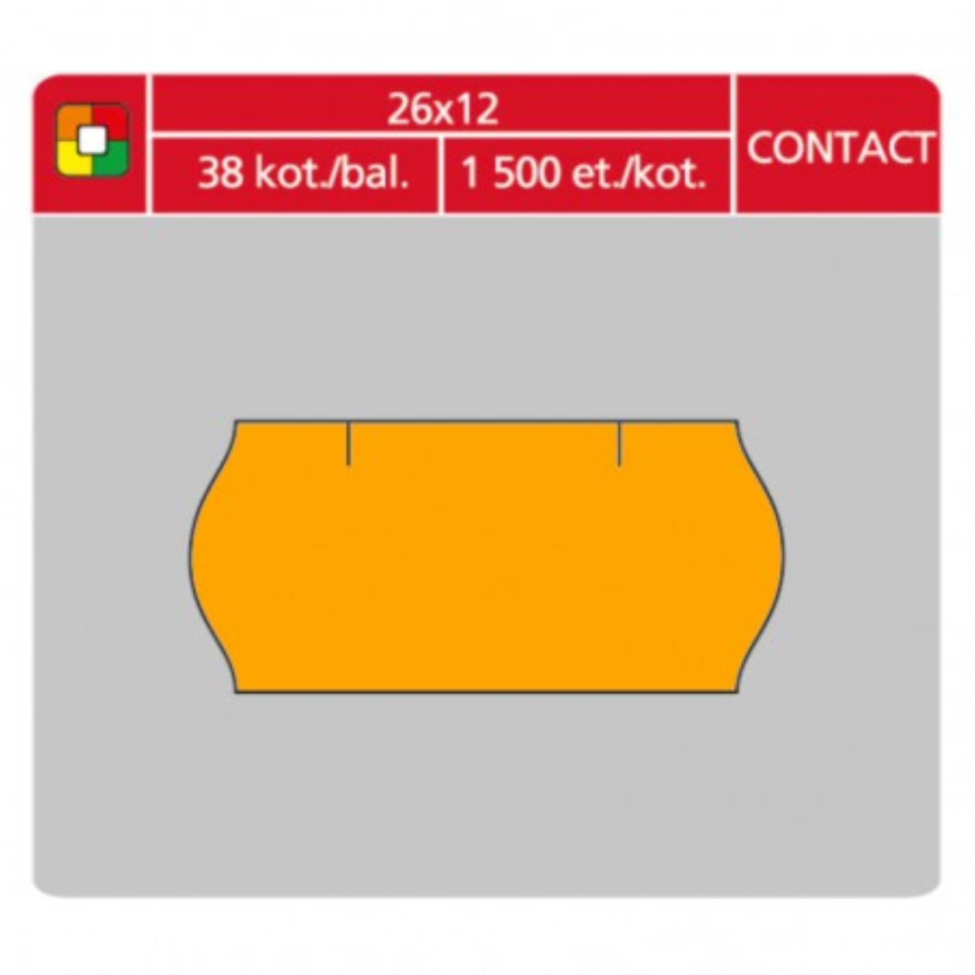Levně SK Label Cenové etikety CONTACT - 26x12, 1500 ks, 38 ks, oranžové
