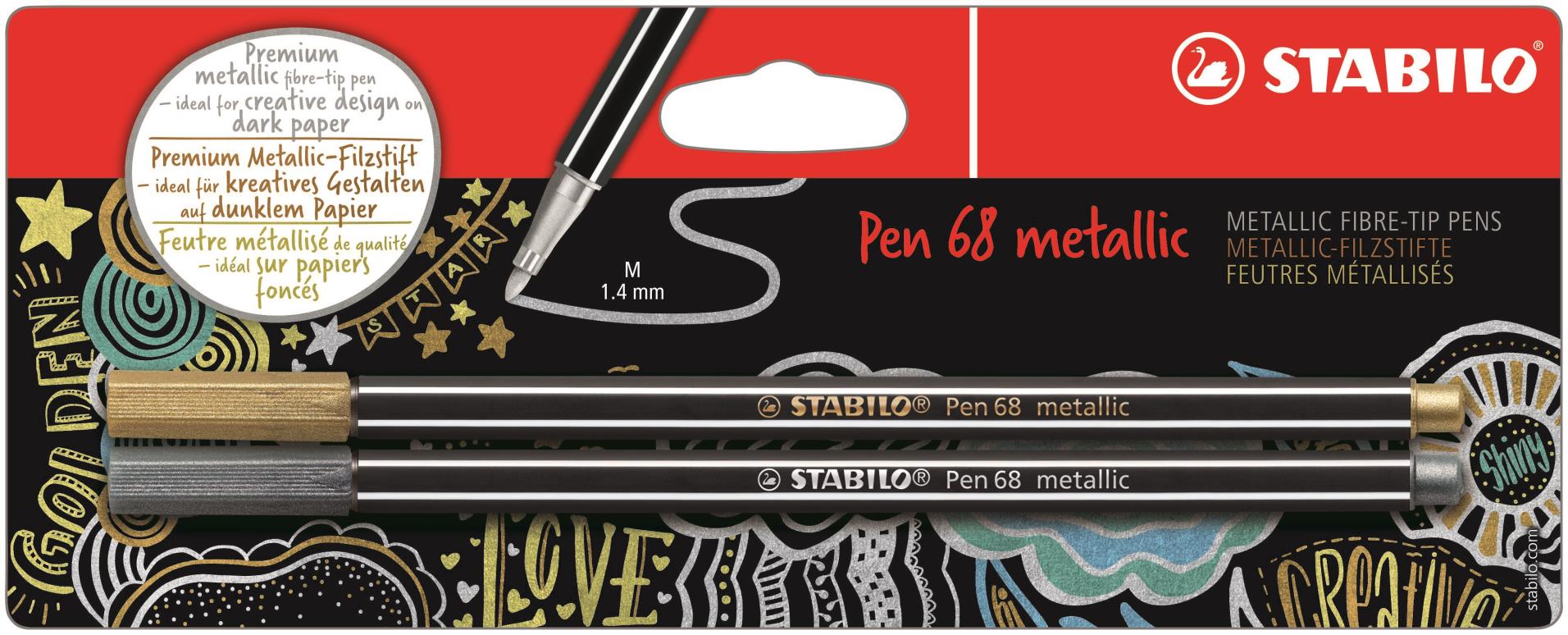 Fix Stabilo Pen 68 metallic - sada 2 metalických barev