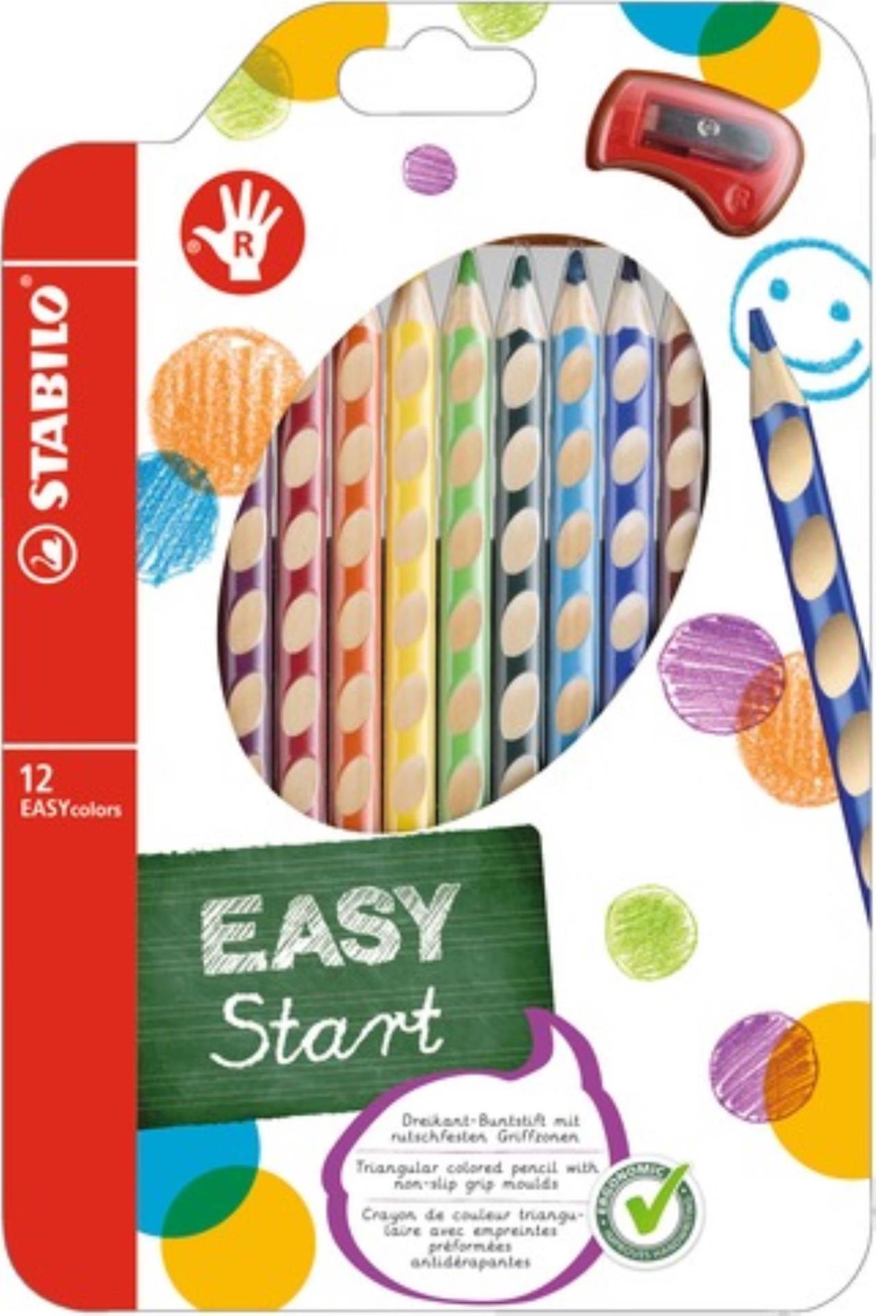 Pastelky Stabilo EASYcolors - pro praváky, ergonomické, 12 barev