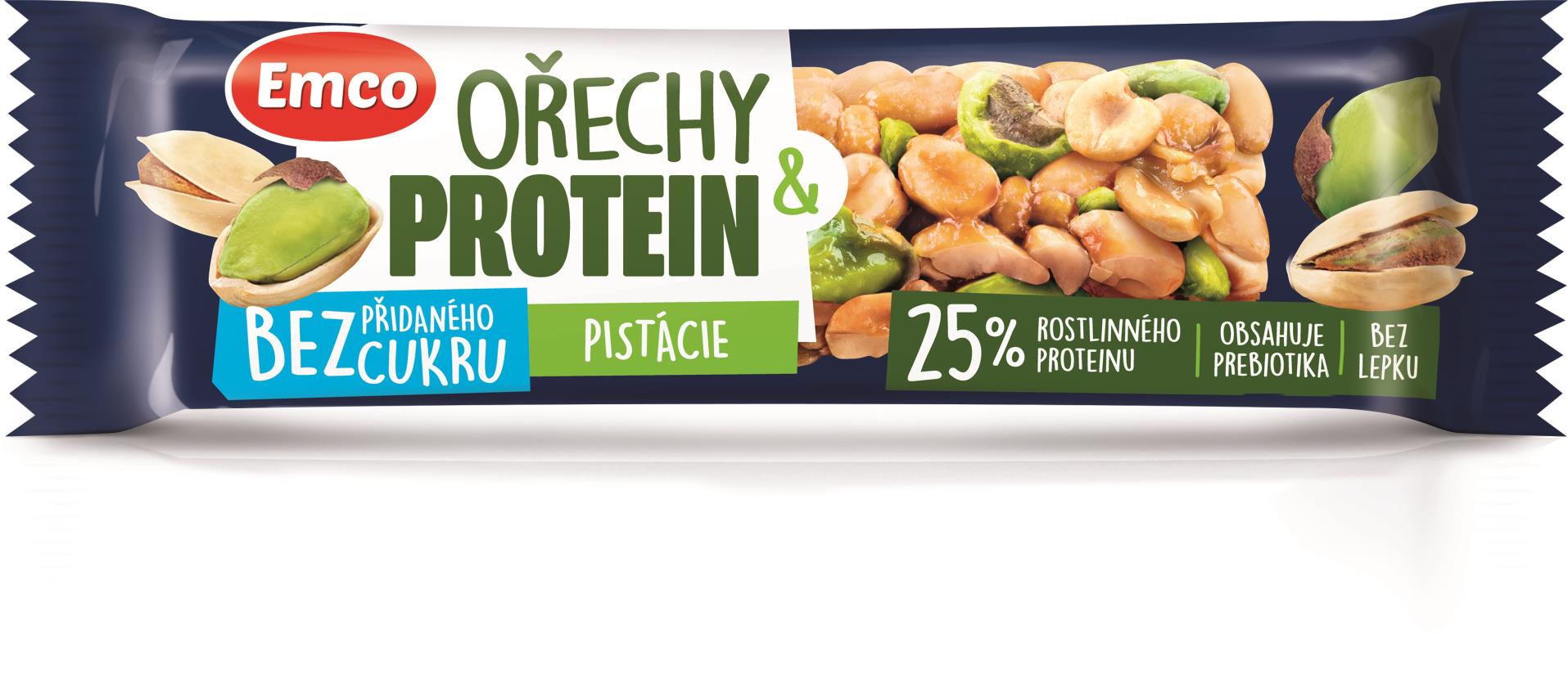 Tyčinka Emco - ořech & protein, pistácie, 35 g