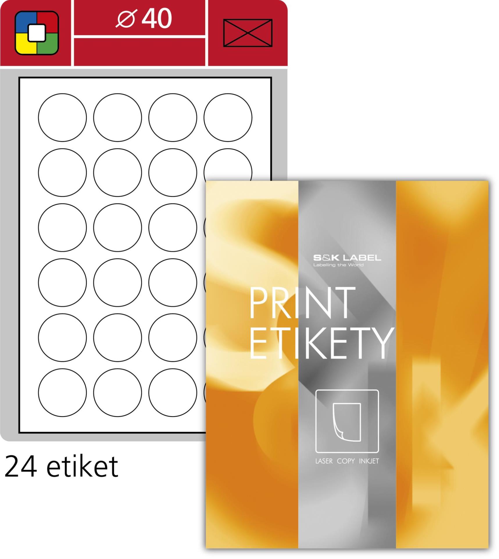 SK Label Kulaté etikety S&K Label - bílé, průměr 40 mm, 2400 ks