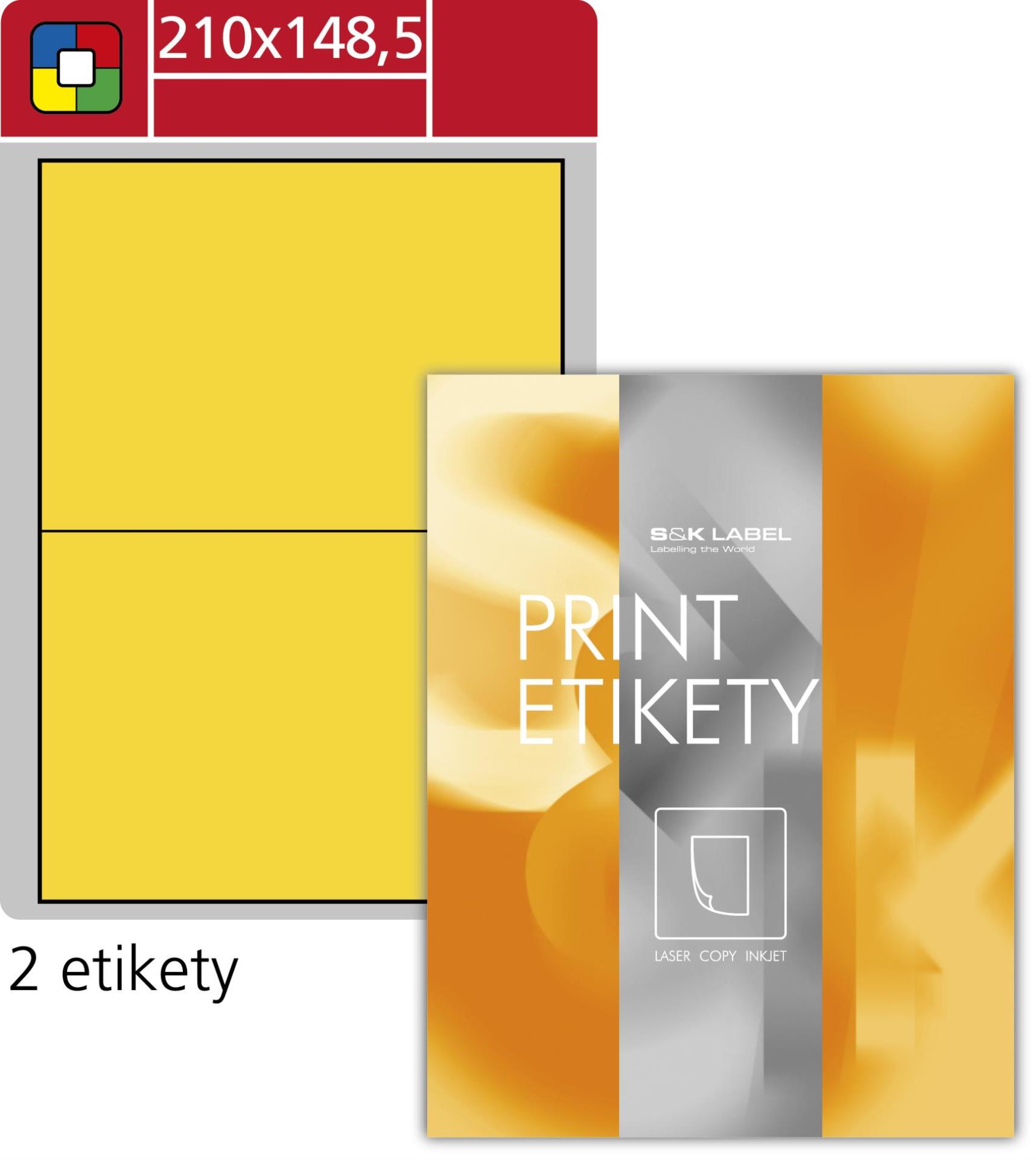 SK Label Univerzální etikety S&K Label - žluté, 210 x 148 mm, 200 ks