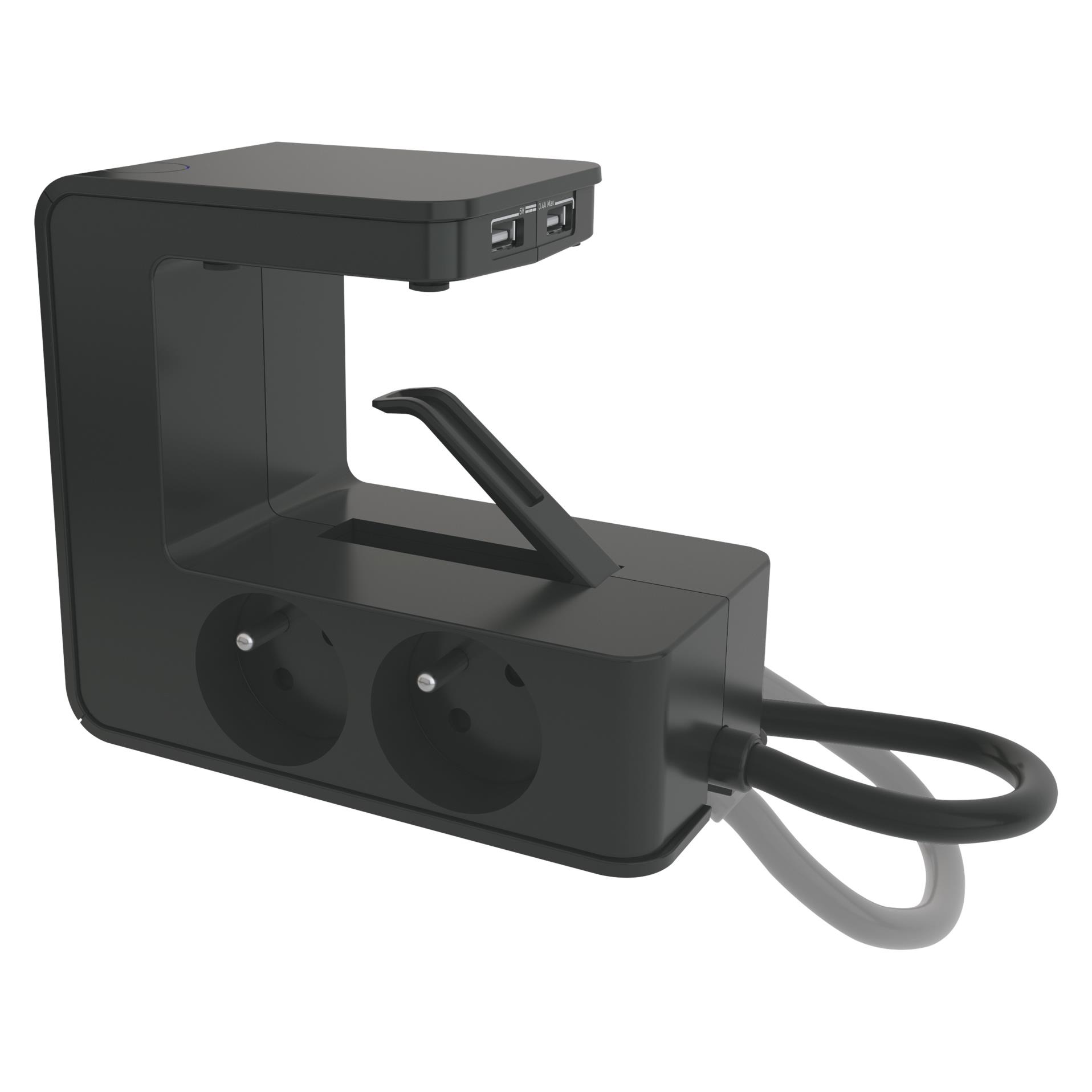 Prodlužovací přívod s USB Legrand - 4 zásuvky, 1,5 m, PVC, černý