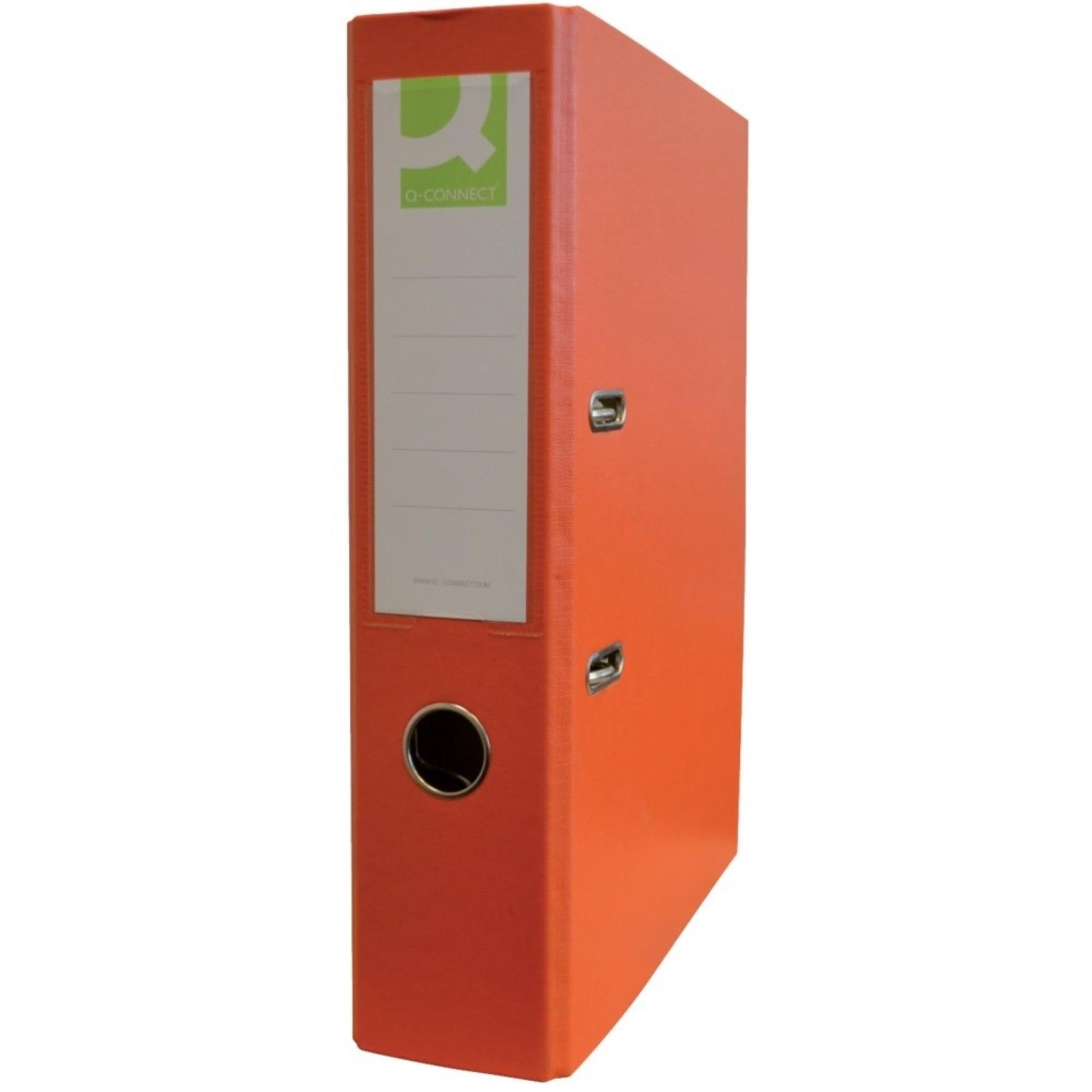 Levně Pákový pořadač Q-Connect - A4, poloplastový, šíře hřbetu 7,5 cm, oranžový