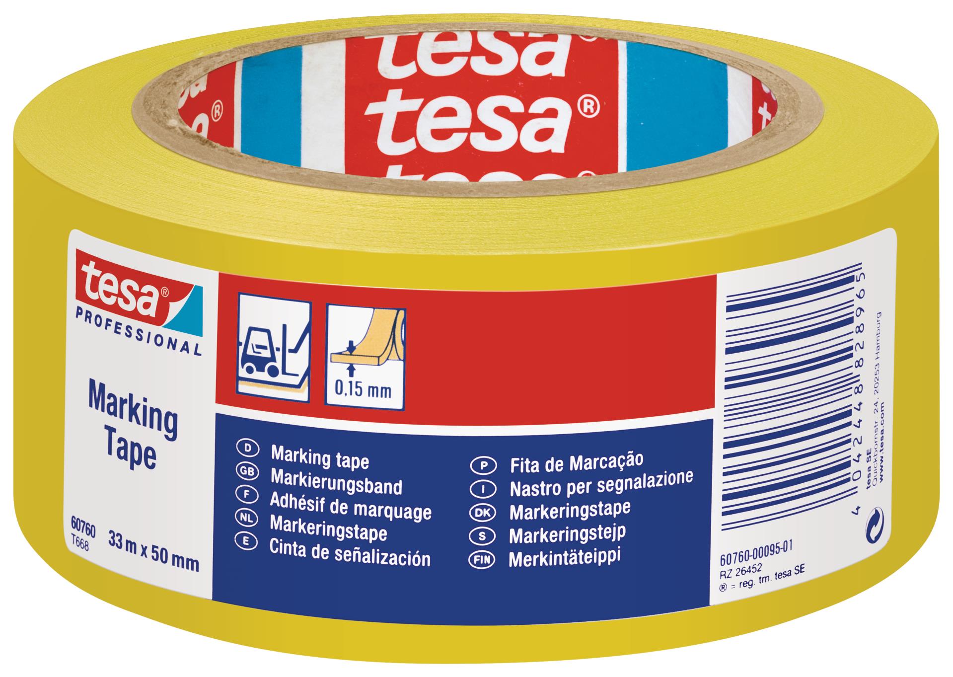 Tesa Tape - výstražná značkovací páska - 50 mm x 33 m, žlutá
