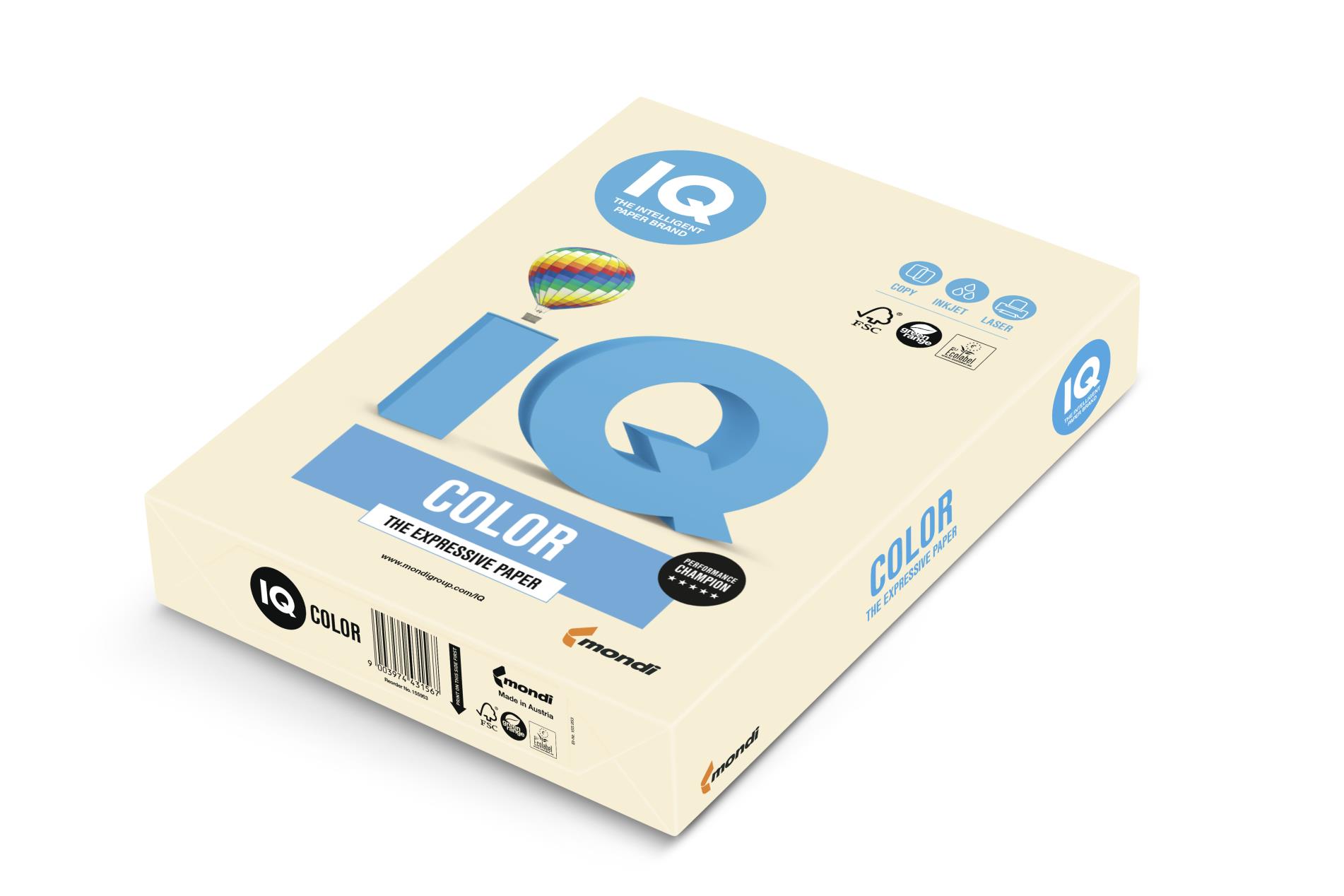 Barevný papír IQ Color A4 - CR20, krémový, 120g/m2, 250 listů
