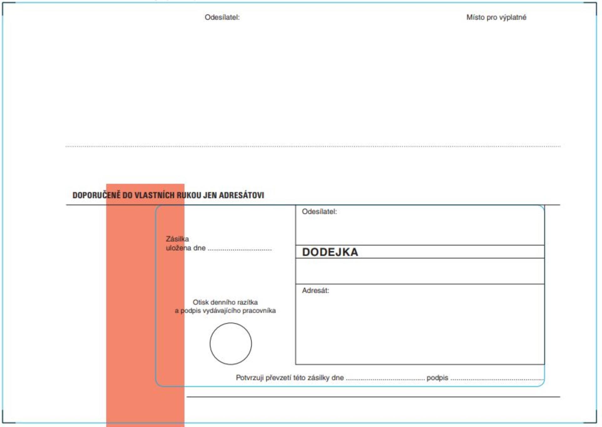 Krkonošské obálky Dodejky C5 - červený pruh, oblá klopa, navlhčovací lepidlo, 1000 ks