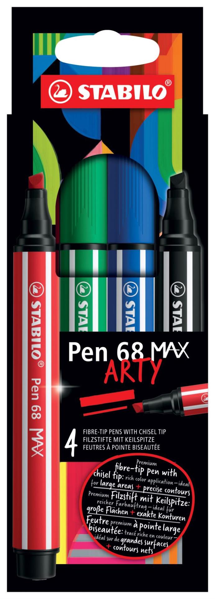 Fixy STABILO Pen 68 MAX &quot;ARTY&quot;- sada 4 barev